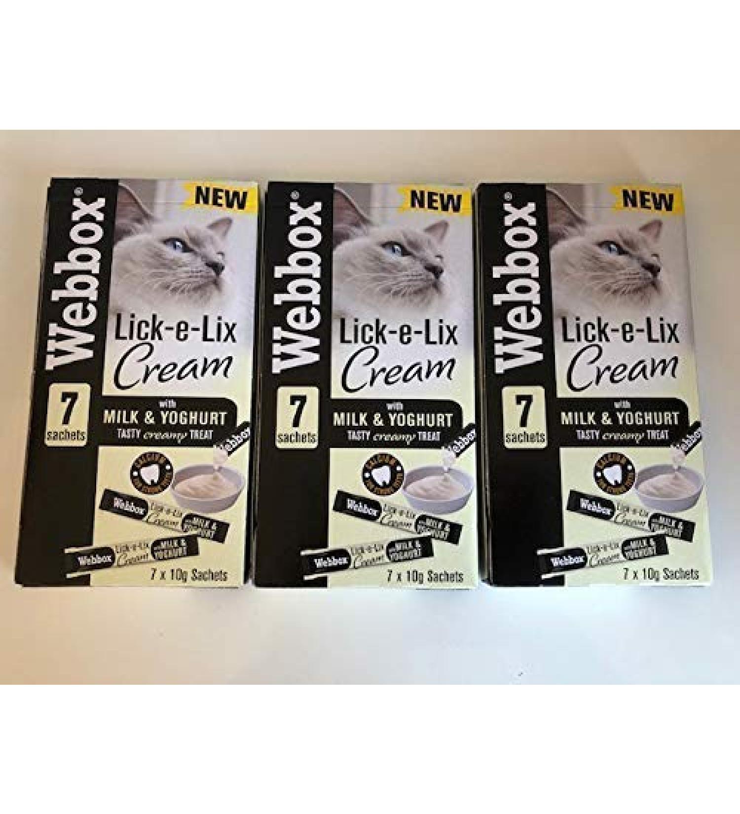 Webbox Lick-e-Lix Cream with Milk and Yoghurt 7 x 10g Sachets (Pack of 3)