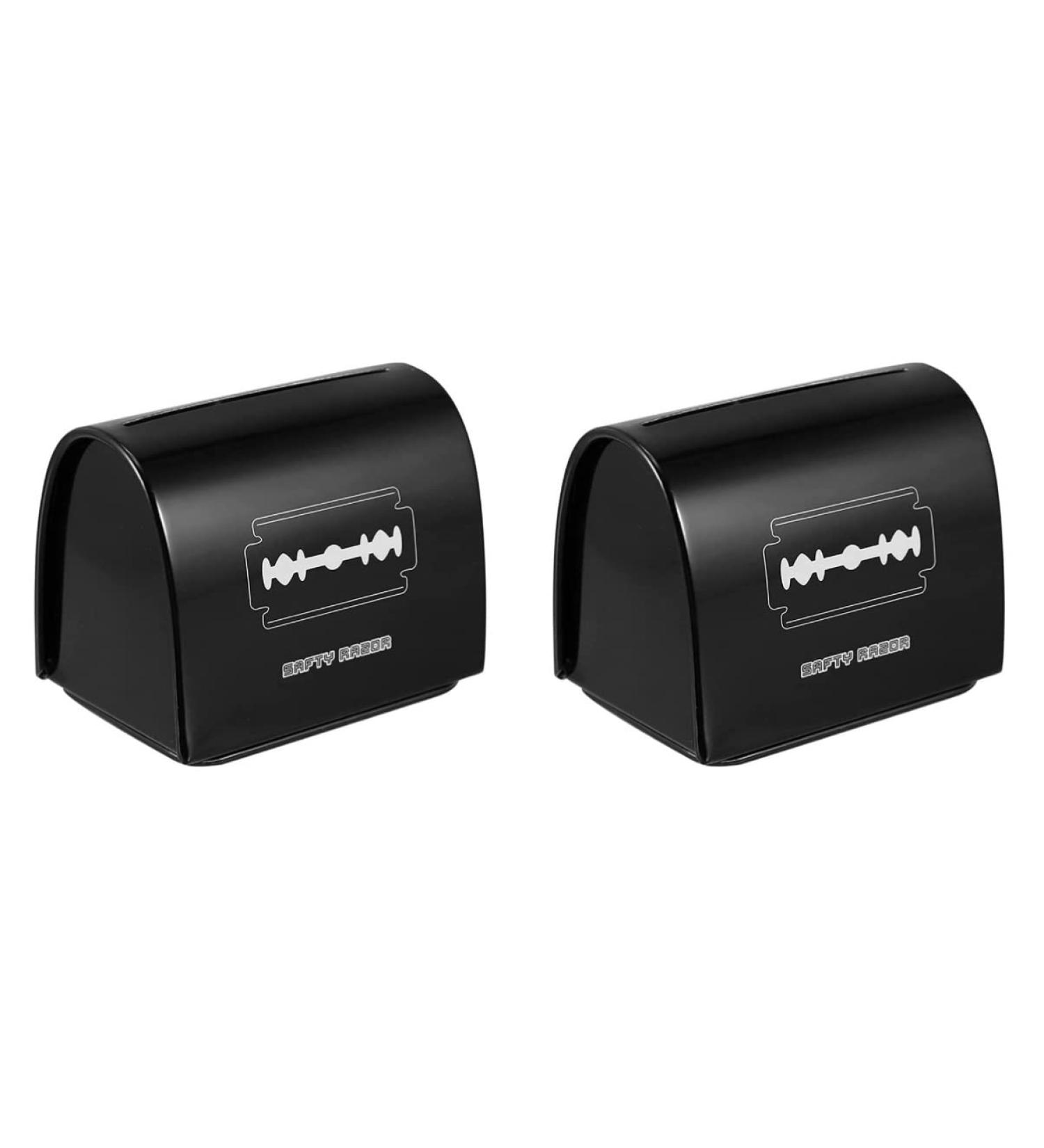 Minkissy Razor Disposal Case for Men - 2-Pack Safety Razor Slice Bank & Container (6.5x6cm) - Black - Buy Online on GoSupps.com