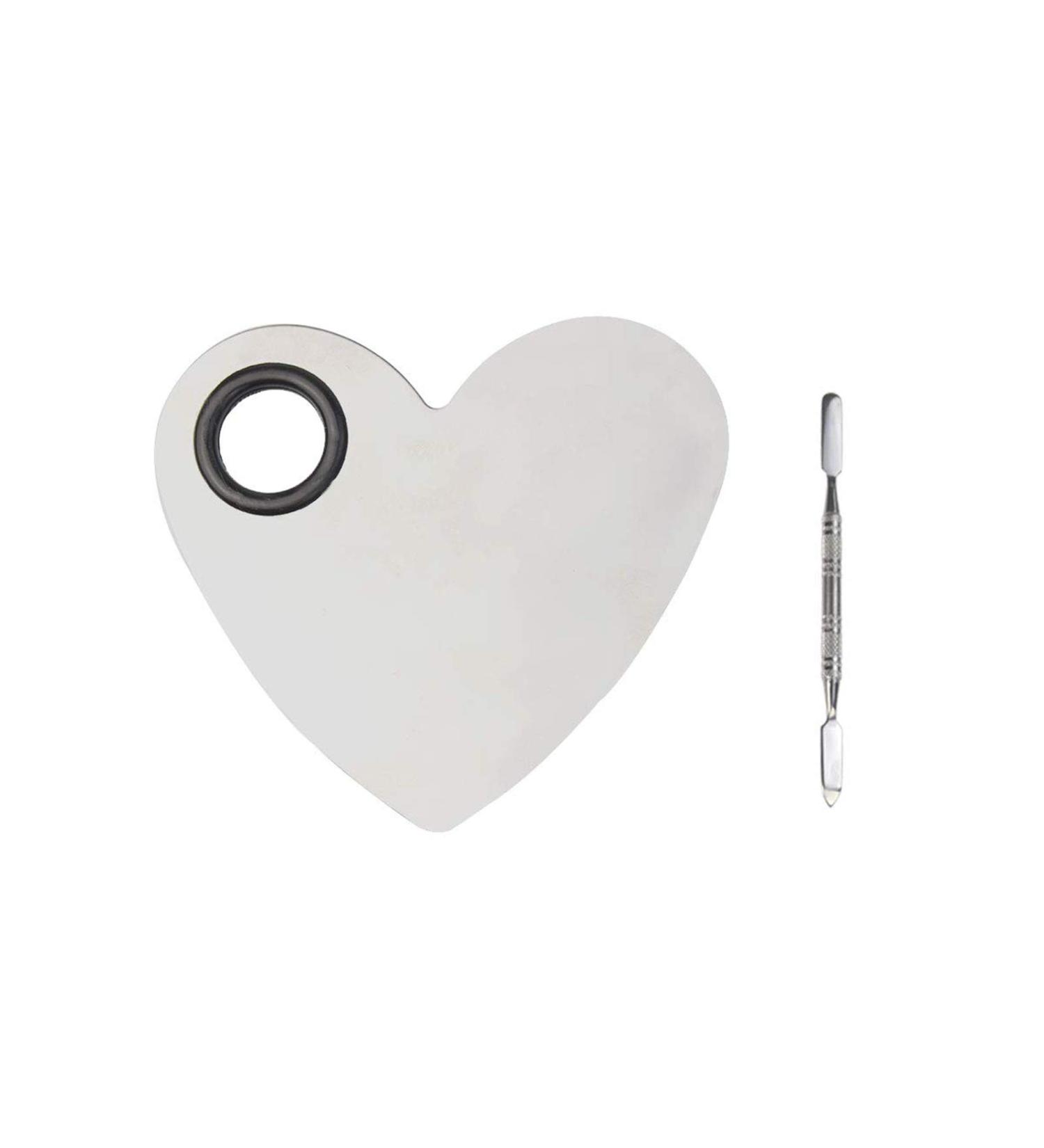 Stainless Steel Heart Shaped Makeup Palette Spatula - Professional Makeup Artist Tool for Blending Cosmetic Foundation Shades - Buy Online on GoSupps.com