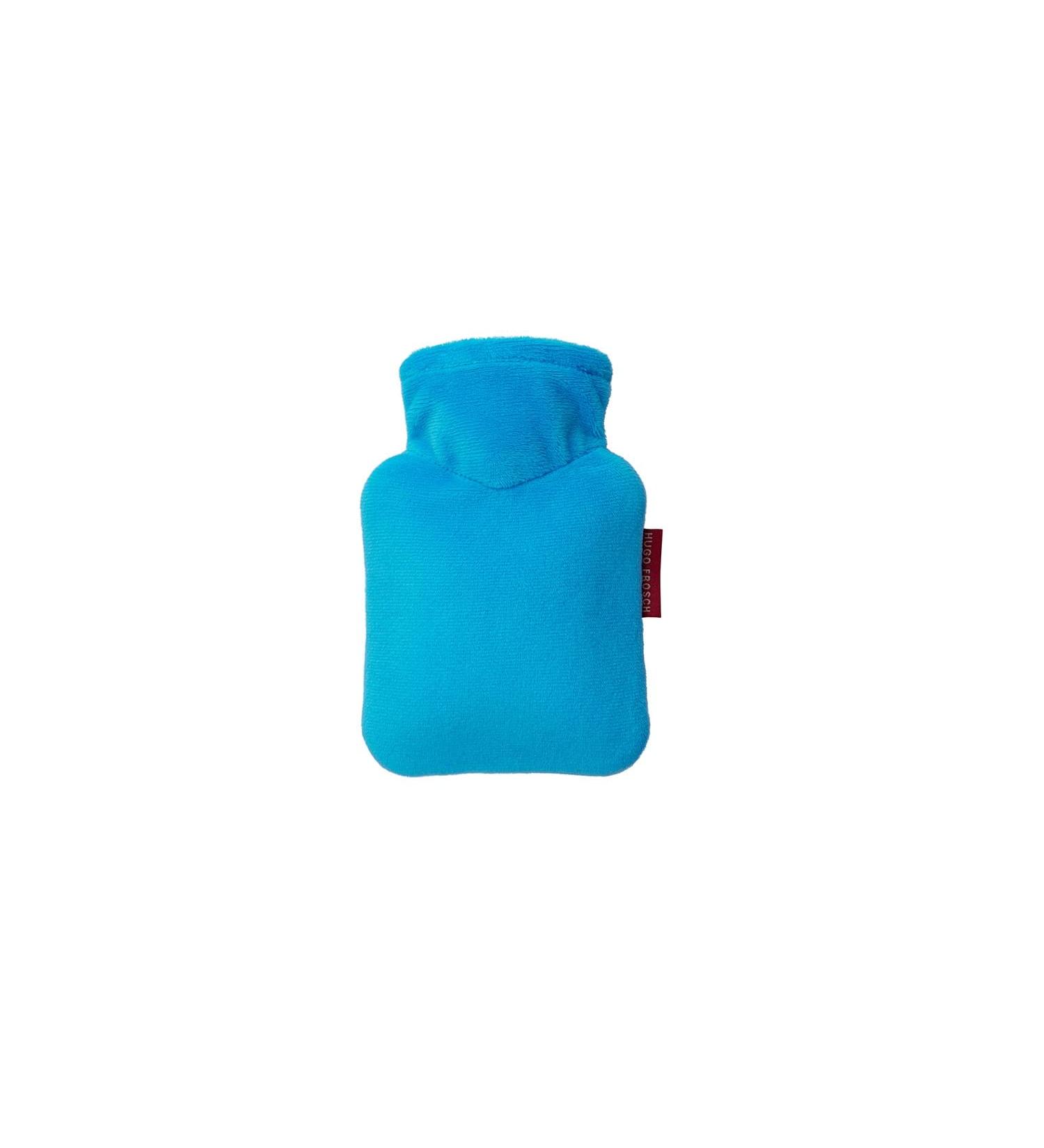 Hugo Frosch Mini Hot Water Bottle 0.2L - Velour Cover in Water Blue | Eco-Friendly Comfort - Buy Online on GoSupps.com
