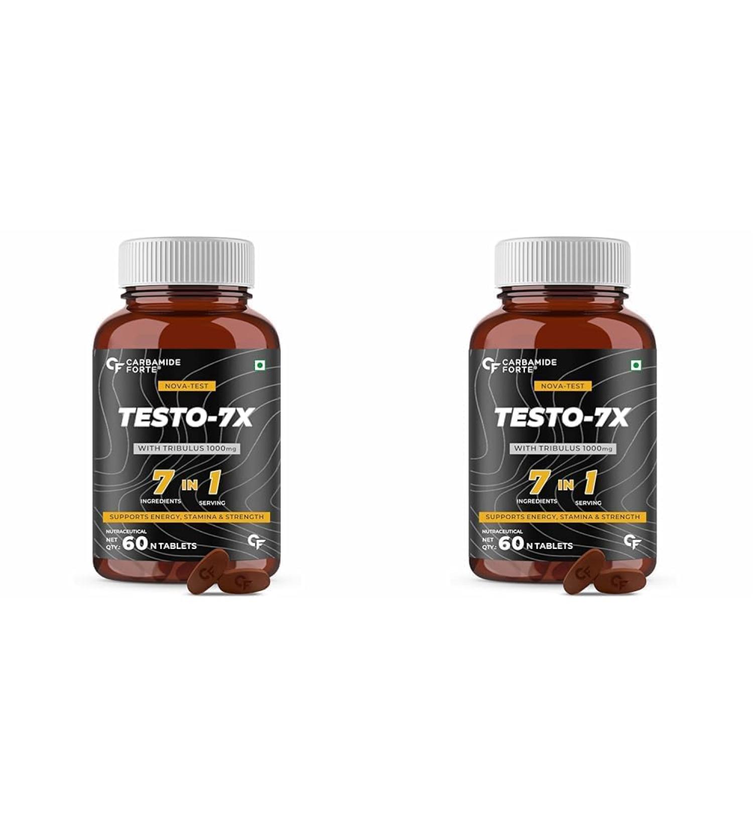 Carba.mide F.o.rte Testosterone Supplement for Men with Tribulus 1000mg Ashwagandha L-Citrulline & Kaunch Beej 60 Veg Tablets (Pack of 2) - Buy Online on GoSupps.com