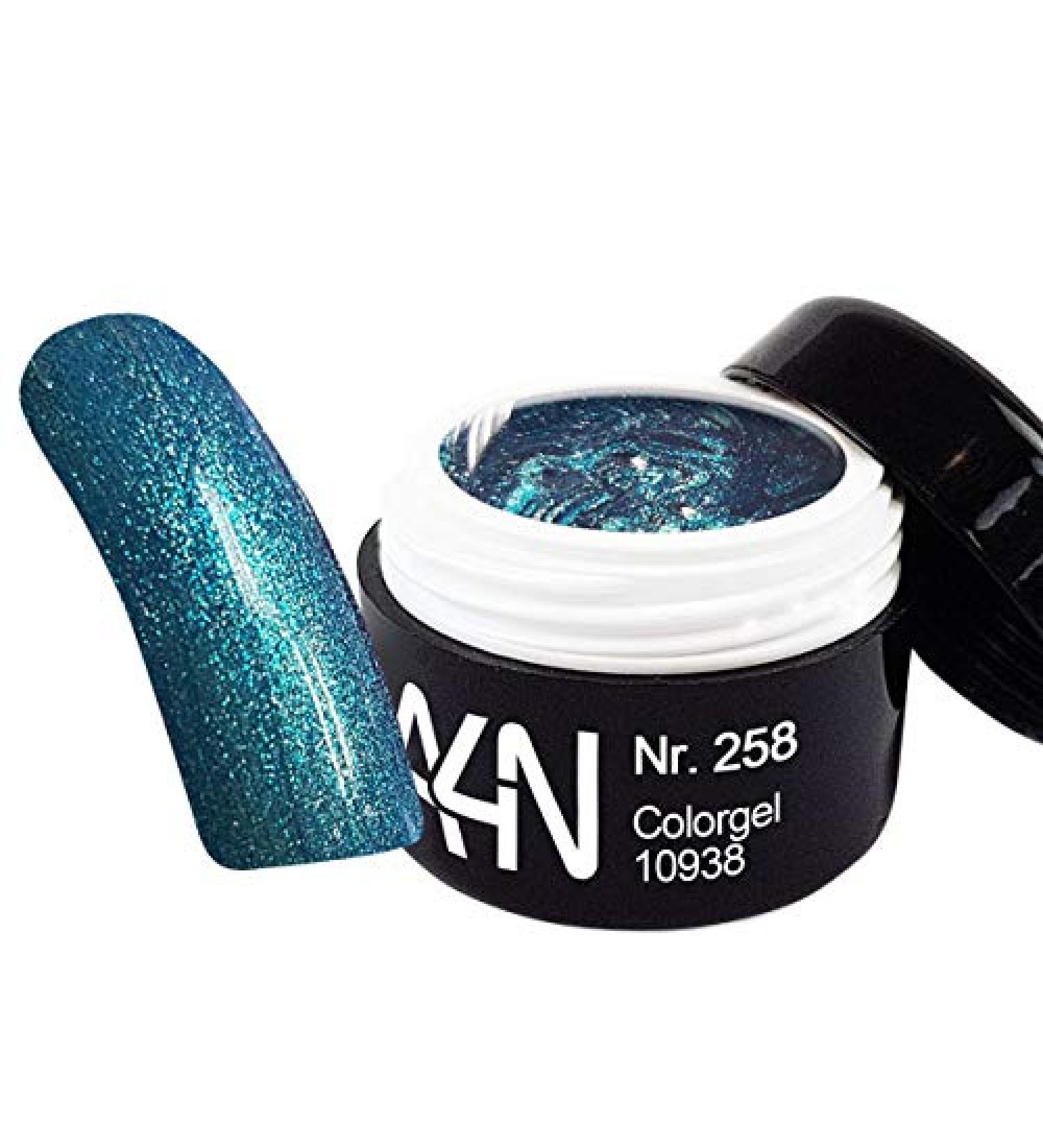 UV/LED Gel Color *Sparkling Glimmer Blue No. 258* Color gel - high coverage - 5ml
