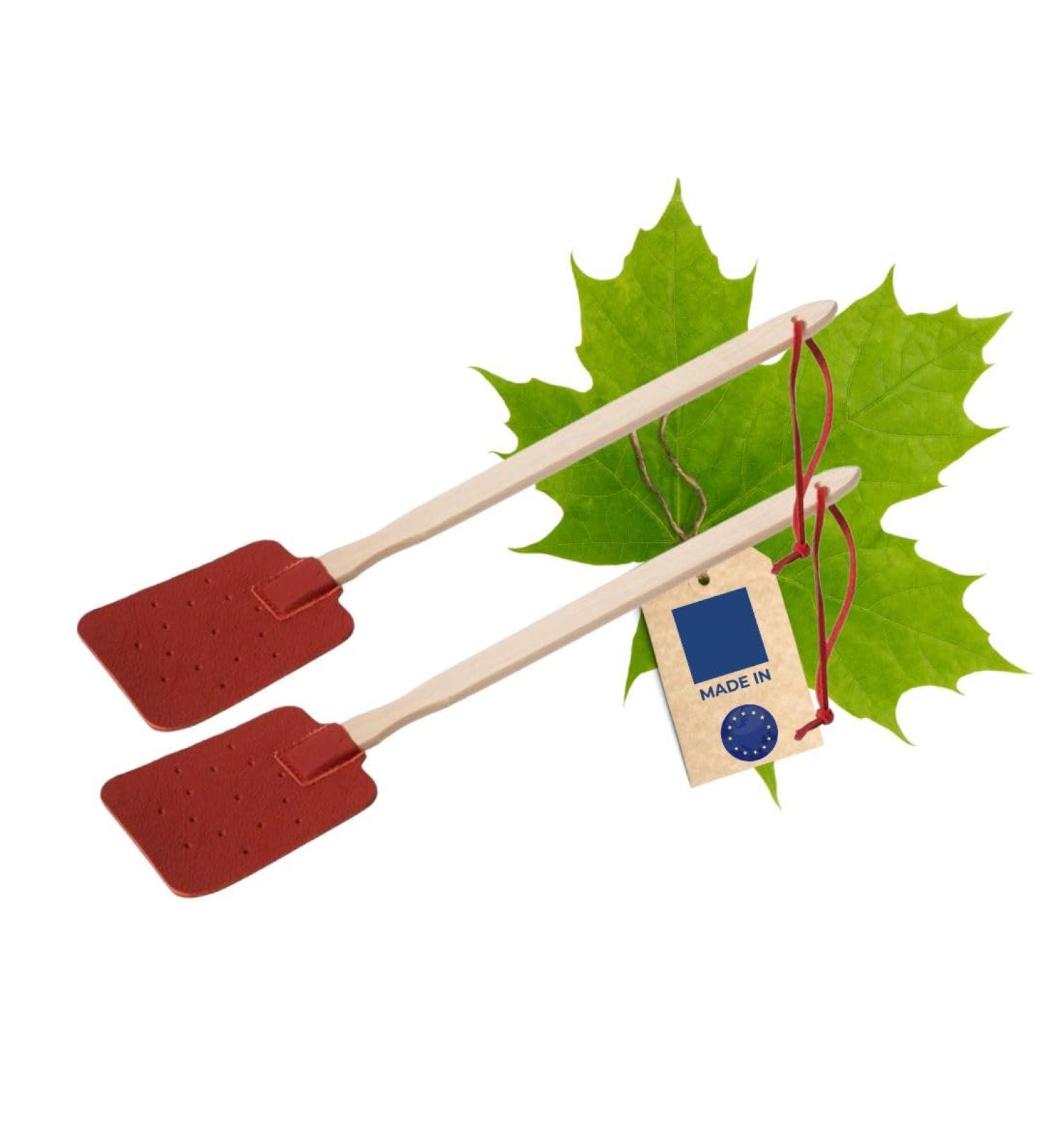 Buy 2x Hofmeister Maple & Leather Fly Bats - Red Shape-Stable Insect Catchers - 46 cm - Ideal for Mosquitoes & Flying Insects | Fast International Shipping - Buy Online on GoSupps.com