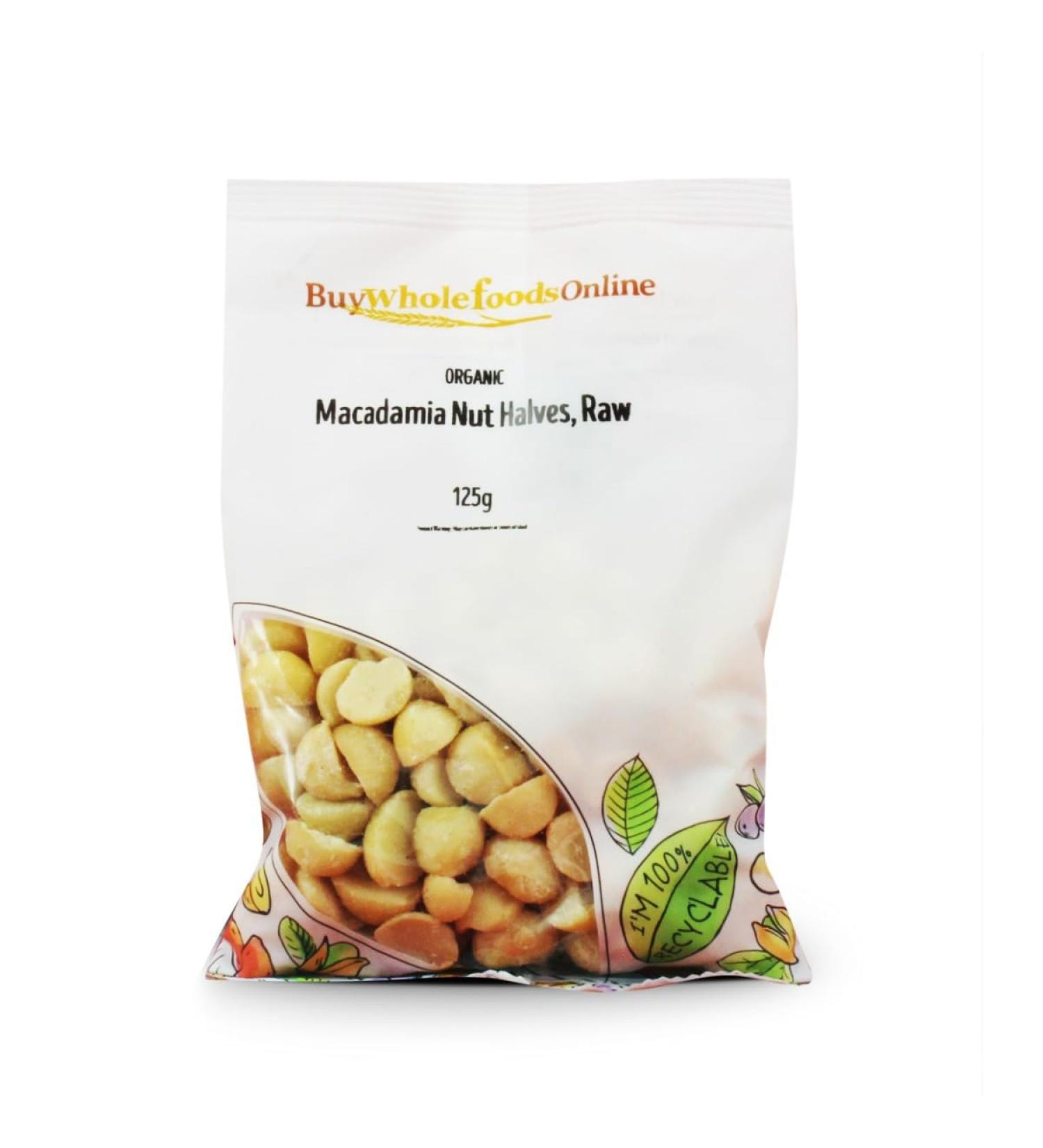 Organic Macadamia Nut Halves Raw 125g (BWFO)