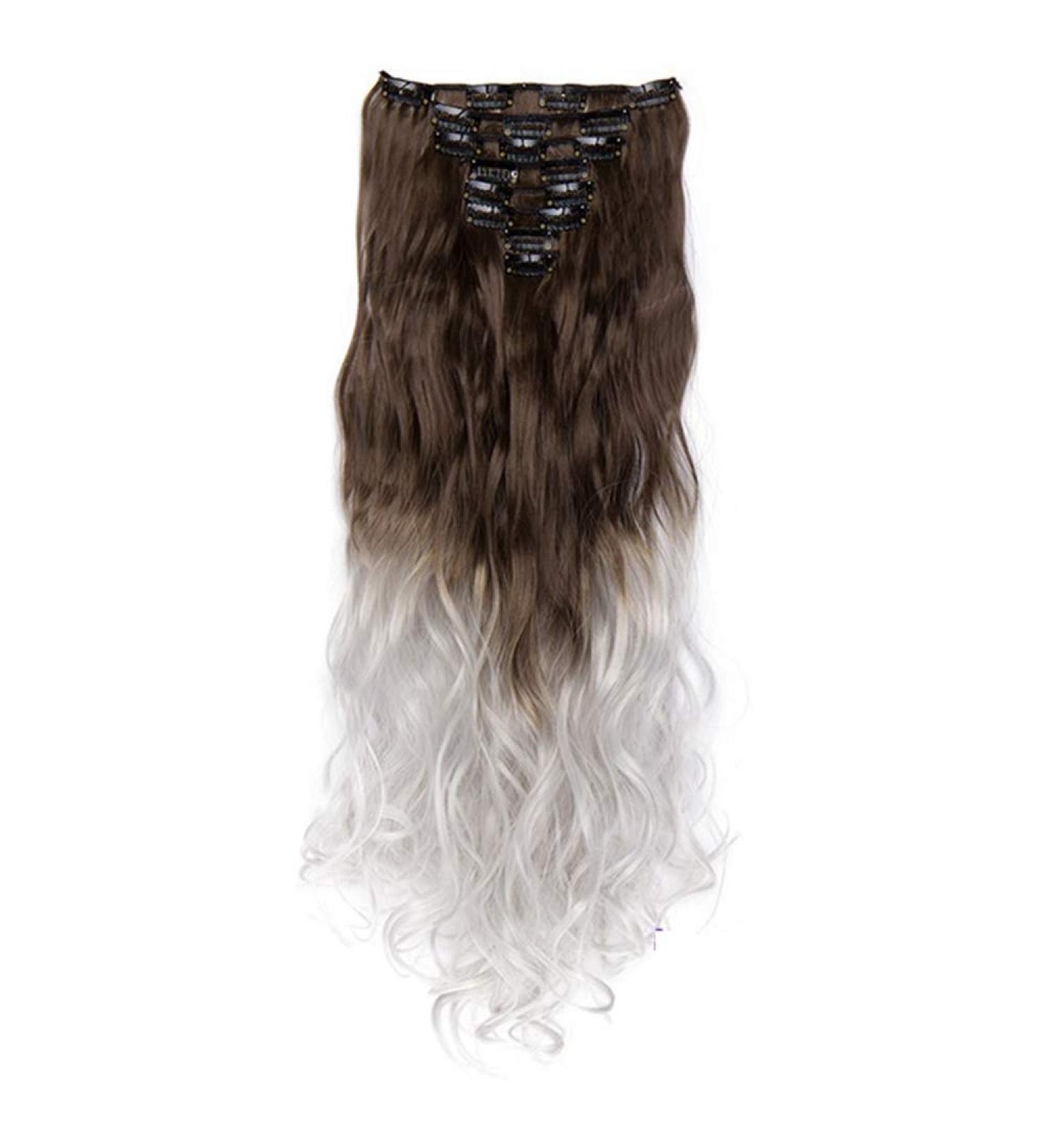 24 Inch Clip-In Hair Extensions - 8pcs Set | High Temperature Fiber Synthetic Wig | Long Lasting & Beautiful - Buy Online on GoSupps.com