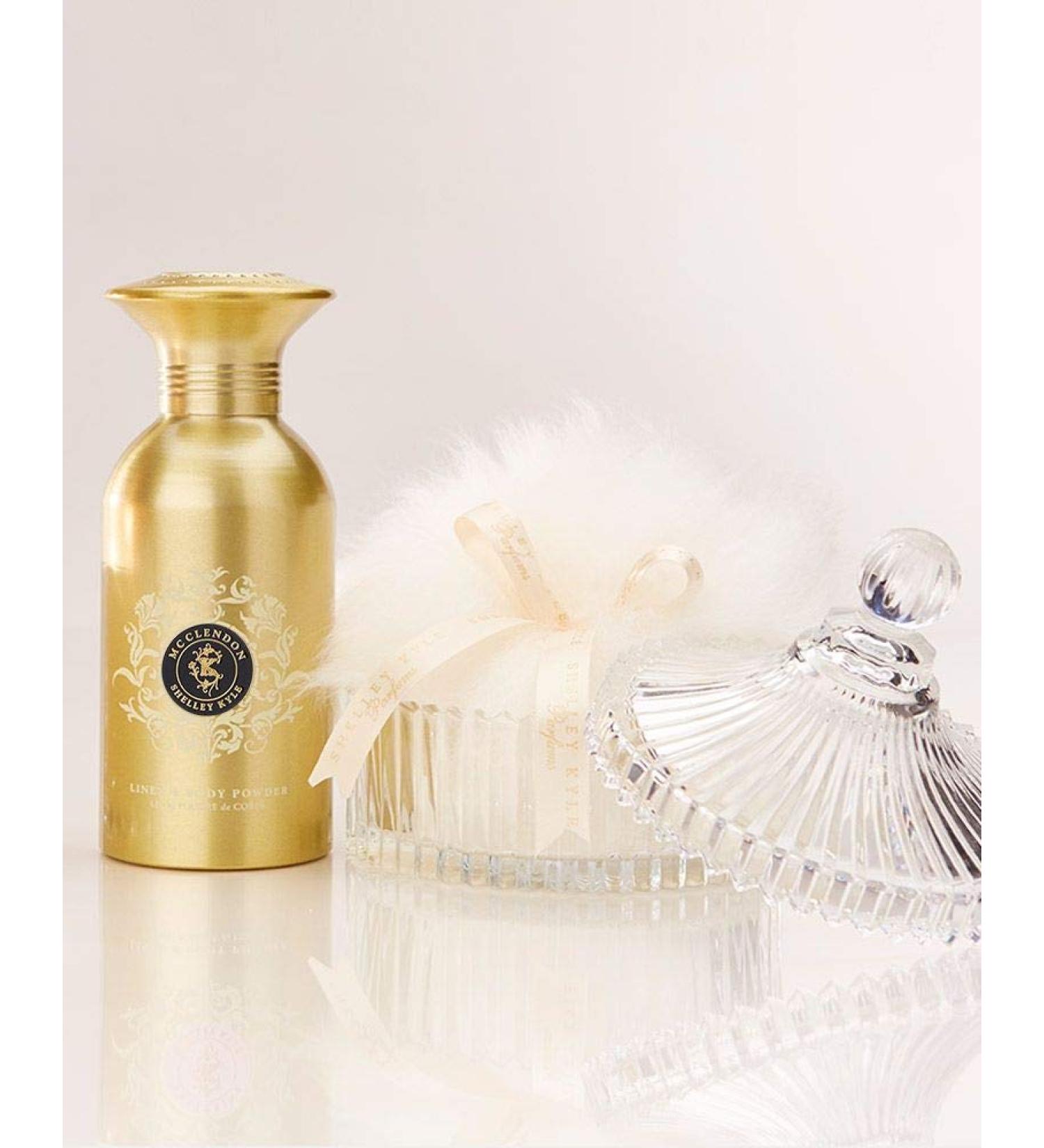 Shelley Kyle McClendon Talc Free Body and Linen Powder Gift Set with Large Puff and Crystal Dish 326g - Buy Online on GoSupps.com