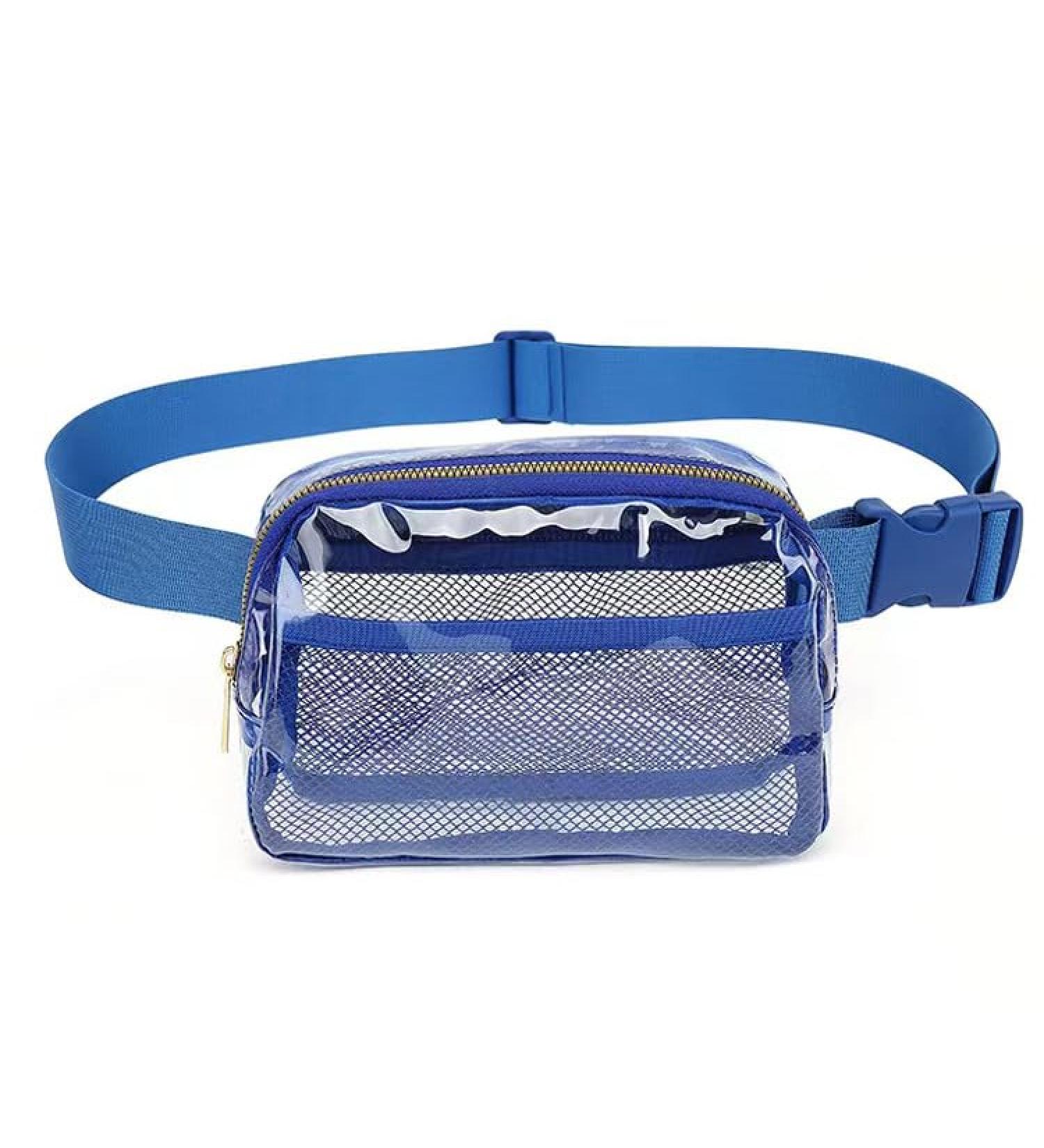 Small Clear Blue Waterproof Belt Bag - Transparent Waist Pack for Women & Men | Ideal for Training Festivals Travel & Concerts - Buy Online on GoSupps.com