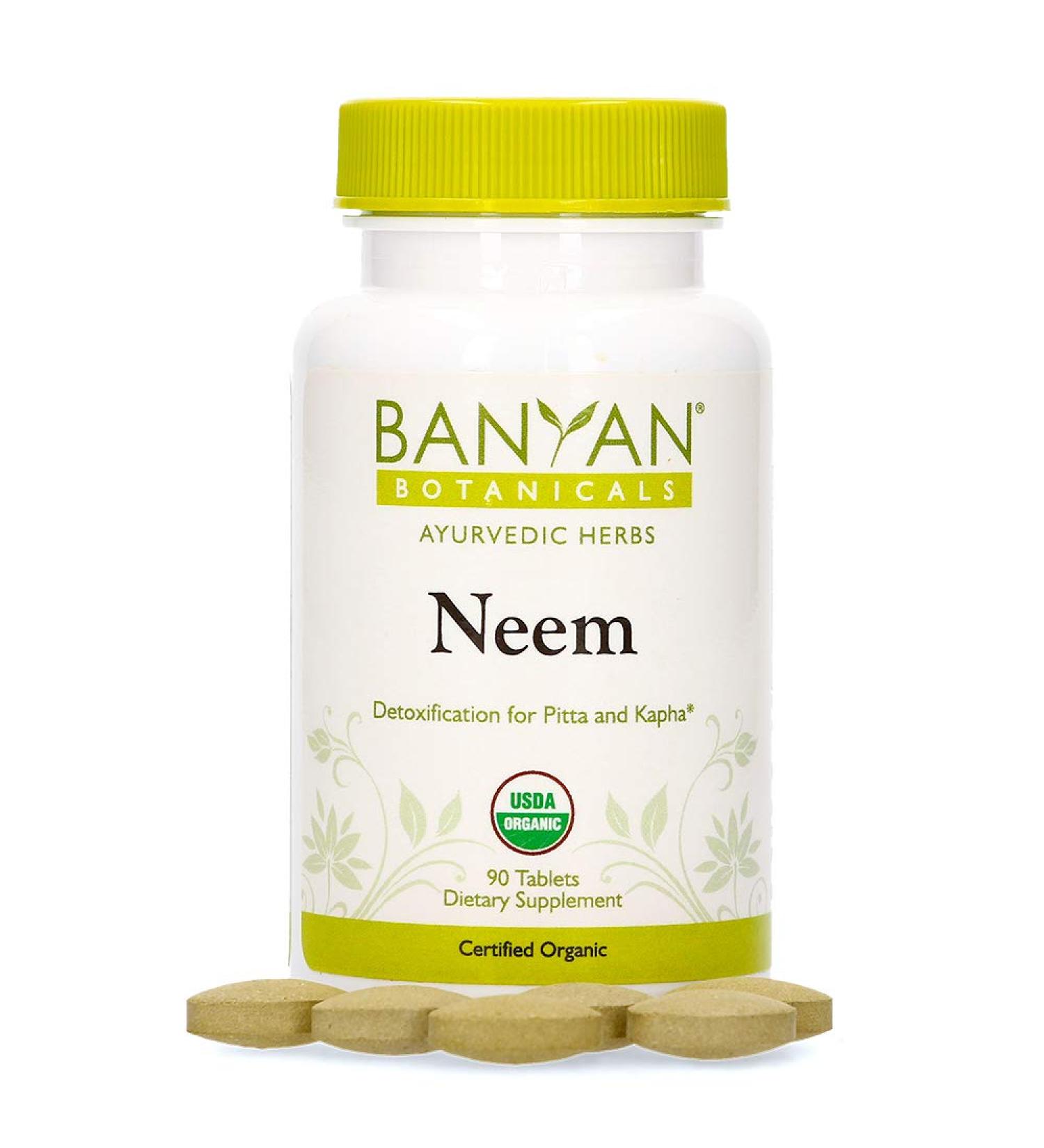 Banyan Botanicals Neem Tablets - Organic Supplement for Skin, Hair, Blood, Liver & More - 90 Tablets, Non-GMO, Vegan - Buy Online on GoSupps.com