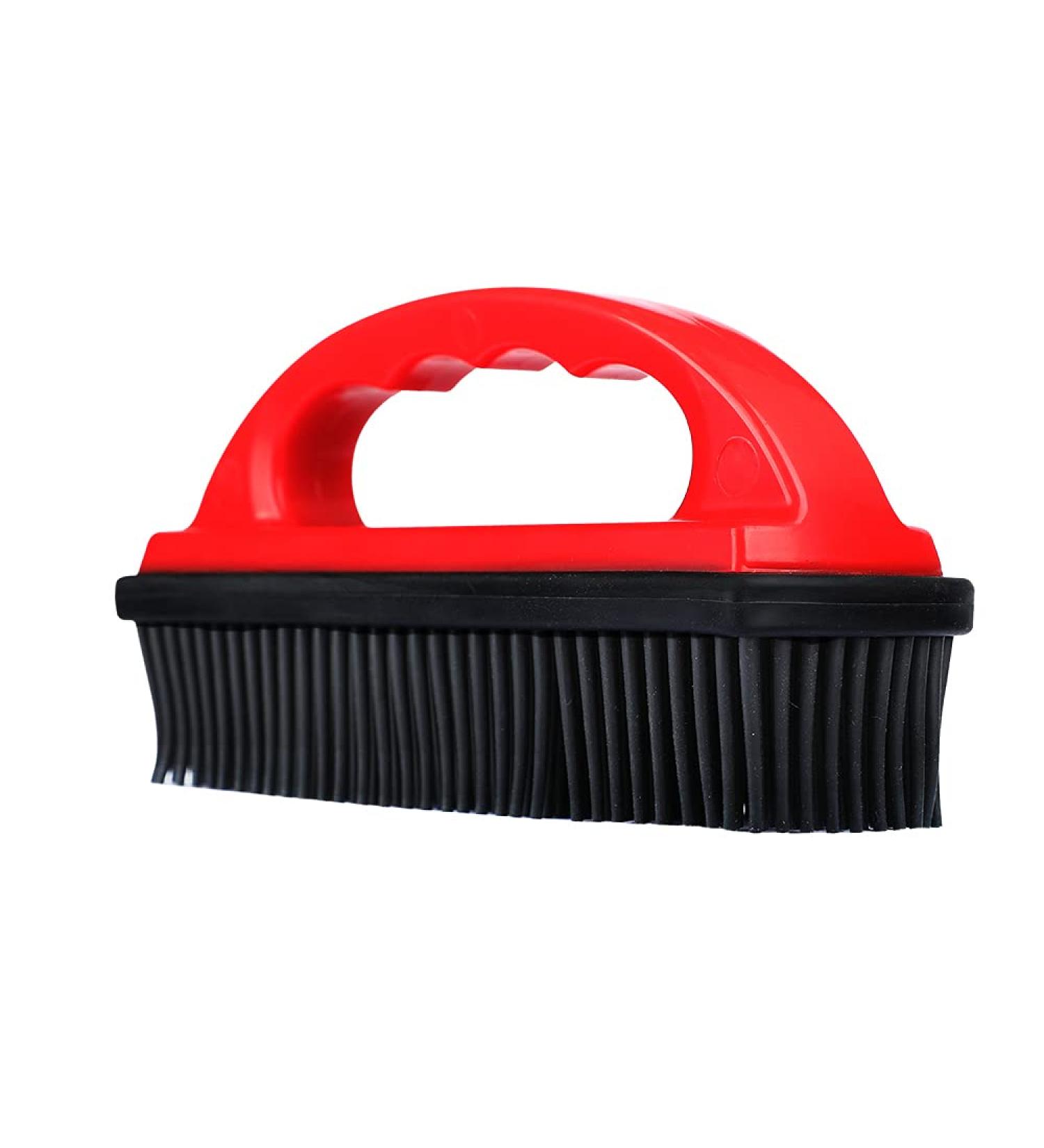 Pet Hair Removal Brush - Silicone Tool for Cleaning & Grooming Cats & Dogs - Lint & Debris Remover - Black & Red (Red) - Buy Online on GoSupps.com