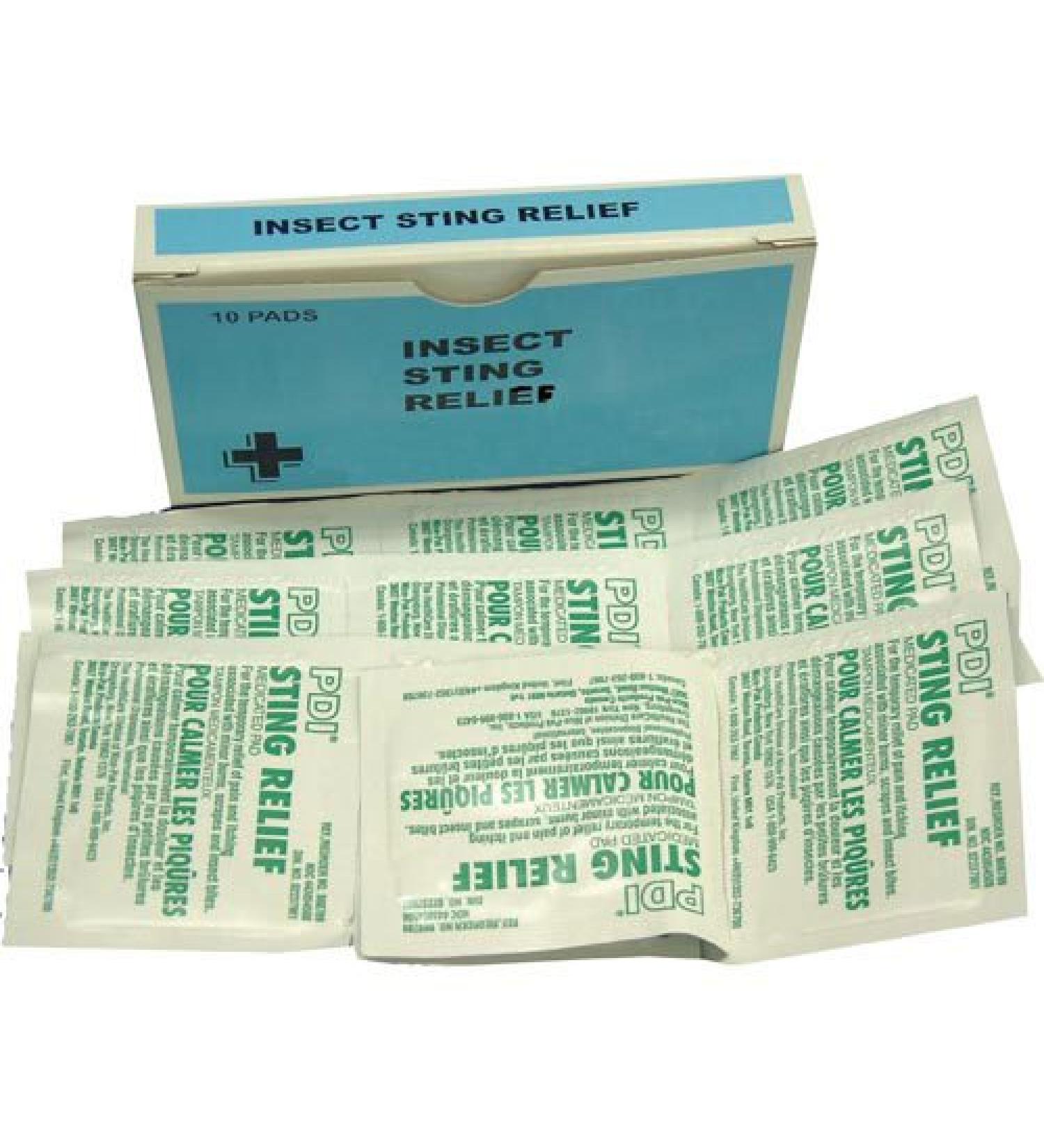 Insect Sting Wipes Relief from bee Hornet or wasp Bites - Box of 10