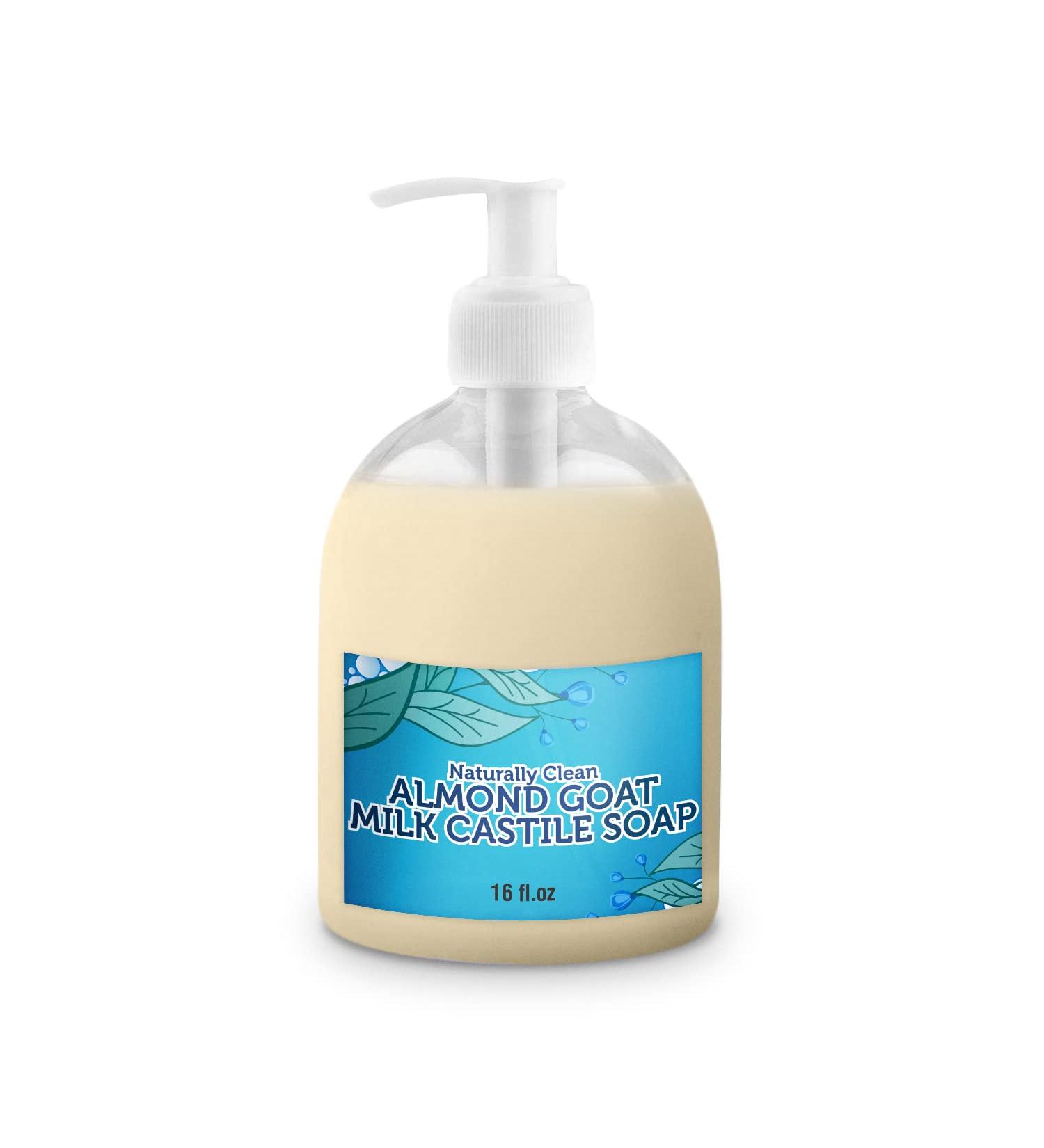 Almond Goat Milk Pure Castile Liquid Soap - Non-GMO Made in USA 16 oz | Best for Face Hand & Body Wash All Skin Types Ideal for Dry & Sensitive Skin - Buy Online on GoSupps.com