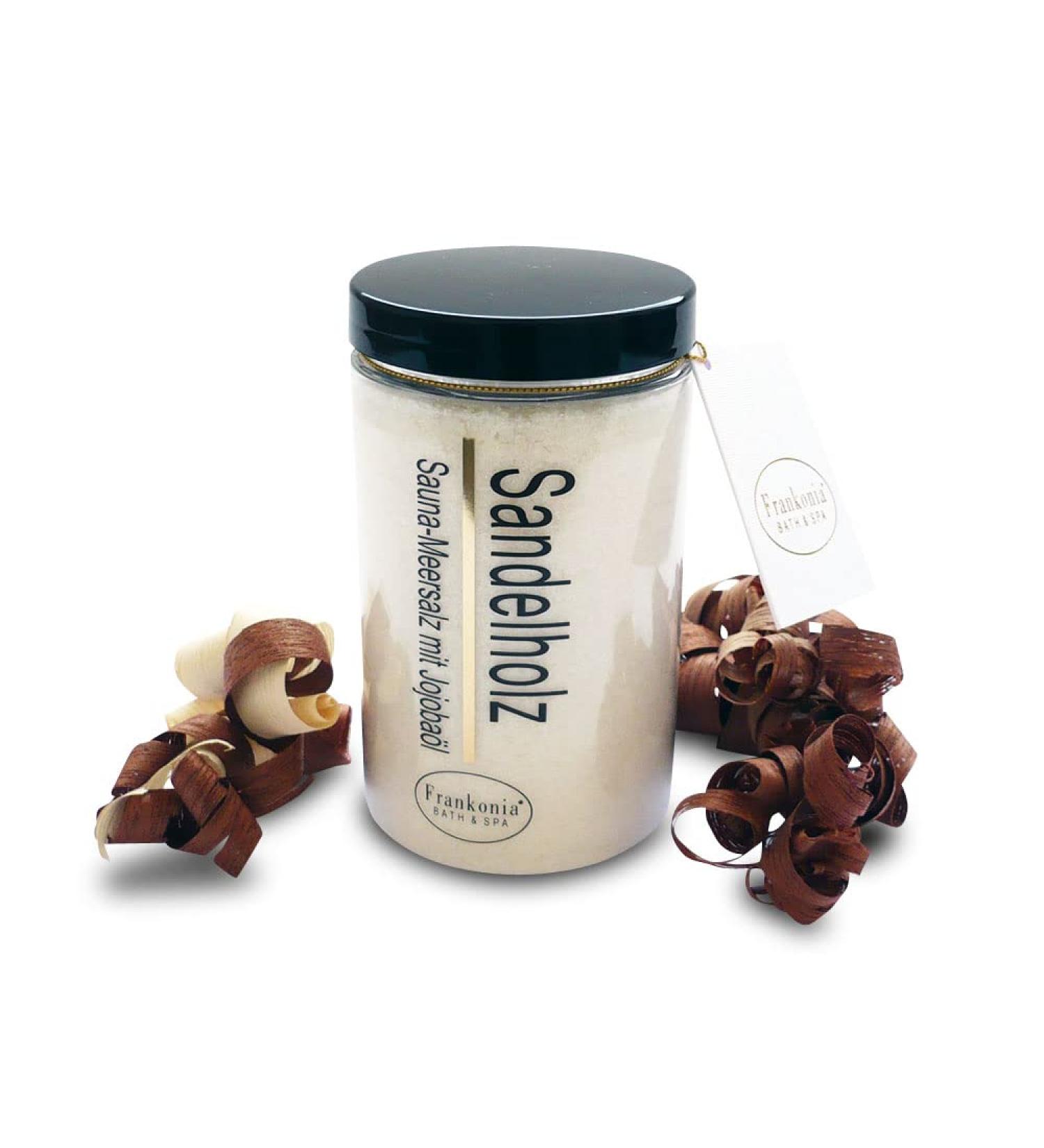 Frankonia Bath & Spa Sauna Salt Peeling - Sandalwood 400g | Vegan Body Scrub with Jojoba Oil & Vitamin E | Paraben-Free Sea Salt Exfoliant for All Skin Types - Buy Online on GoSupps.com