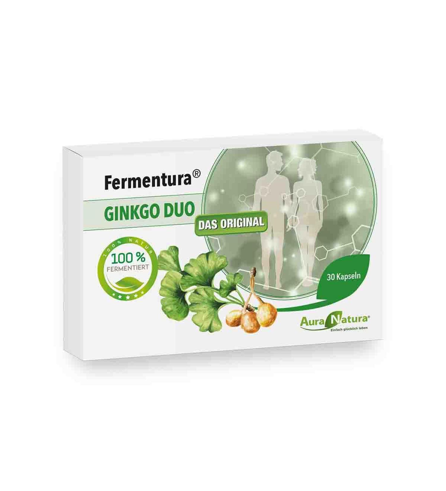 Aura Natura Fermentura Ginkgo Duo - Fermented Ginkgo Nut & Leaf Extract - 30 Capsules - Boost Memory & Wellness - Buy Online on GoSupps.com