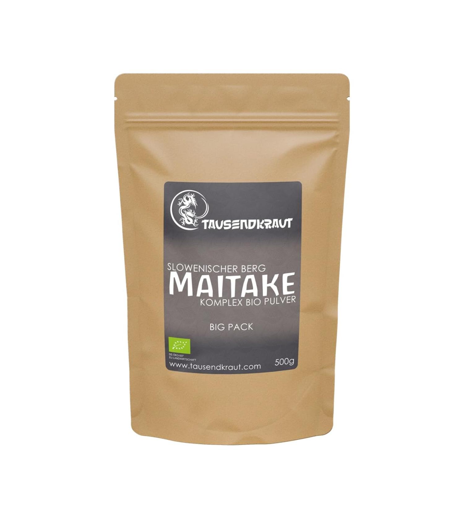  Tausendkraut Organic Vital Mushroom Powder - Reishi - Hericium - Cordyceps - Shiitake - European Made - Superior Quality Thousand Herbs - 200g to 500g (500g Maitake 500g) - Buy Online on GoSupps.com