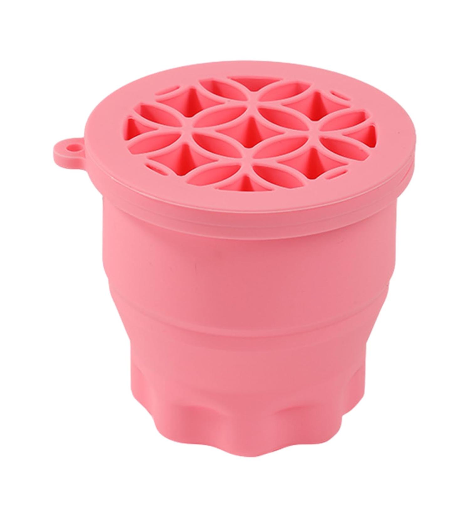Makeup Brush Cleaning Cup Foldable Makeup Brush Cleaner Silicone Beauty Tools Portable Makeup Brush Cleaning Mat for All Size Beauty Makeup Brushes (Pink) - Buy Online on GoSupps.com
