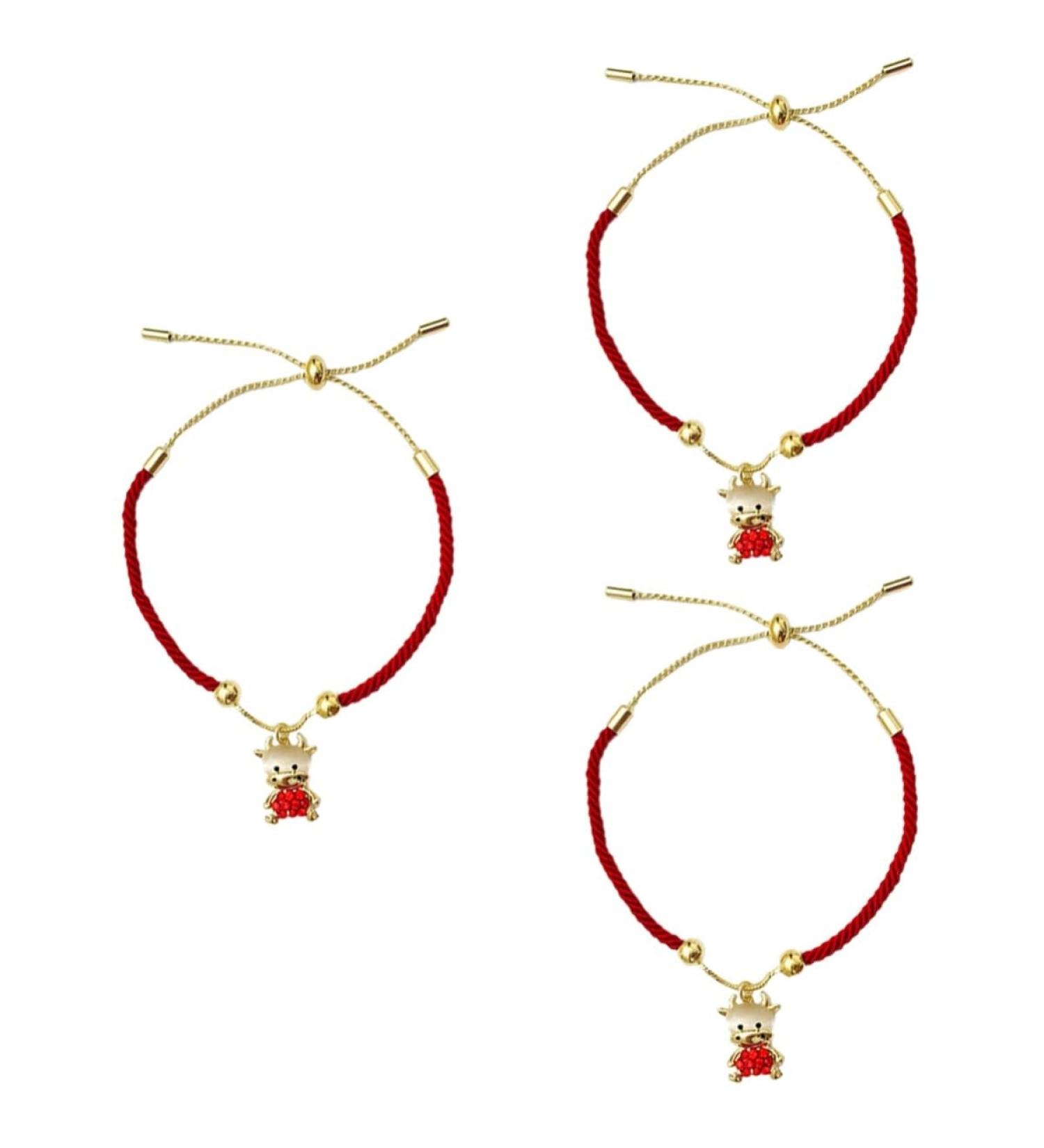 ABOOFAN 3 Pcs Zodiac Ox Bracelet Chinese Zodiac Bracelet Charms Bracelets Feng Shui Natal Year Chinese Zodiac Figurines Chinese Bracelet Ox Year Bracelet Alloy Adjustable Decorations - Buy Online on GoSupps.com