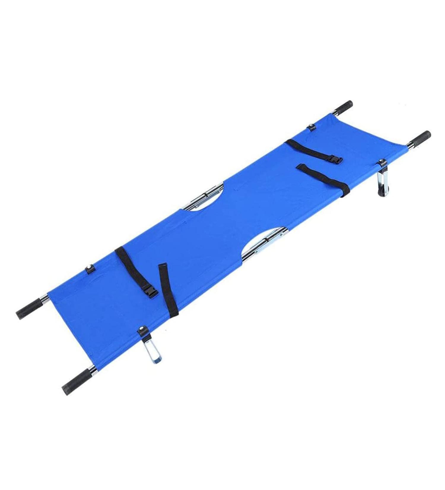Reinforced Folding Stretcher Dirt Resistant Medical Emergency Stretcher with Wheels First Aid Teaching Equipment Patient Mover (Blue) - Buy Online on GoSupps.com
