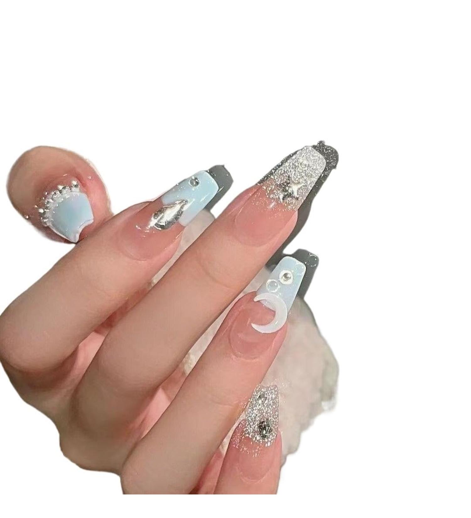 Temperament-enhancing manicure hand-made manicure wearing a disco dancing crescent nail stickers nail stickers new wedding brides' nails.(M)