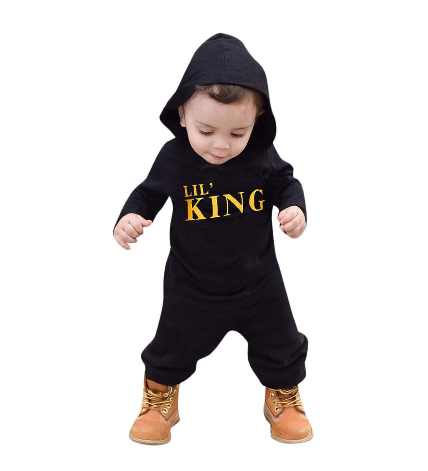 Boys Camo Letter T Pants Set Hoodie Outfit | Baby Boy Clothes | Birthday Outfit | Black 12-18 Months - Buy Online on GoSupps.com