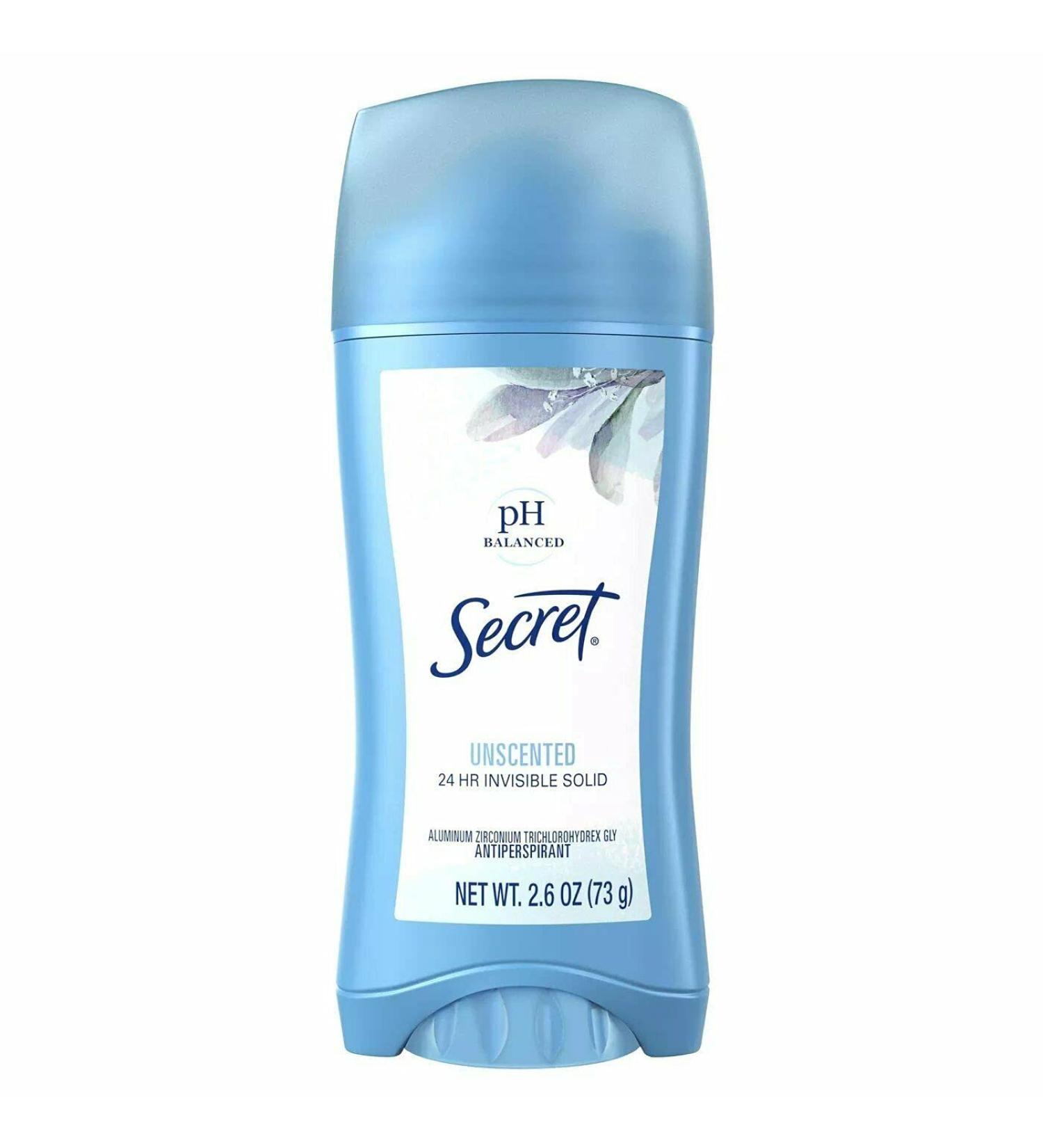 Secret Unscented Invisible Solid Antiperspirant Deodorant 2.6oz - Buy Online on GoSupps.com