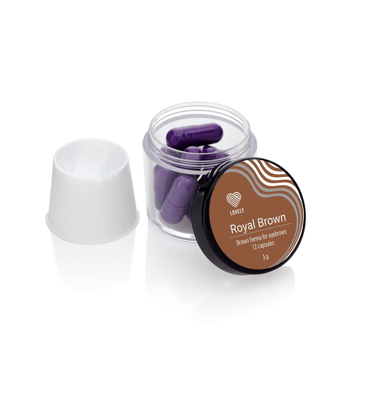 Henna eyebrow color | Eyelash color for eyebrows | Brow Lash Color | by Lovely | 4 colors 12 capsules of 5g Royal Brown