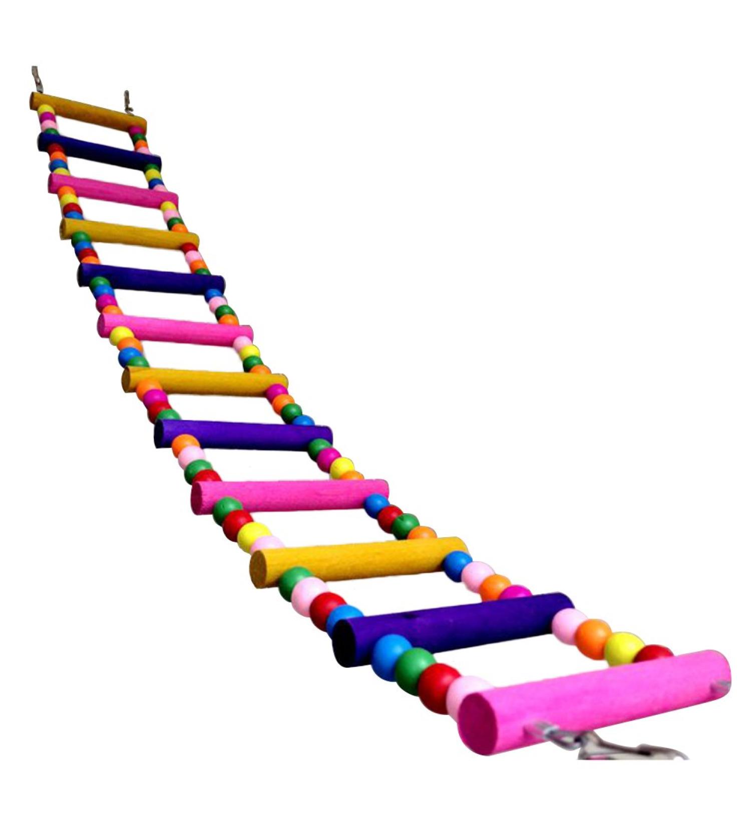 JJ Store Wooden 80cm Parrot Ladder Bridge with Hooks - Pet Bird Toy - Buy Online on GoSupps.com