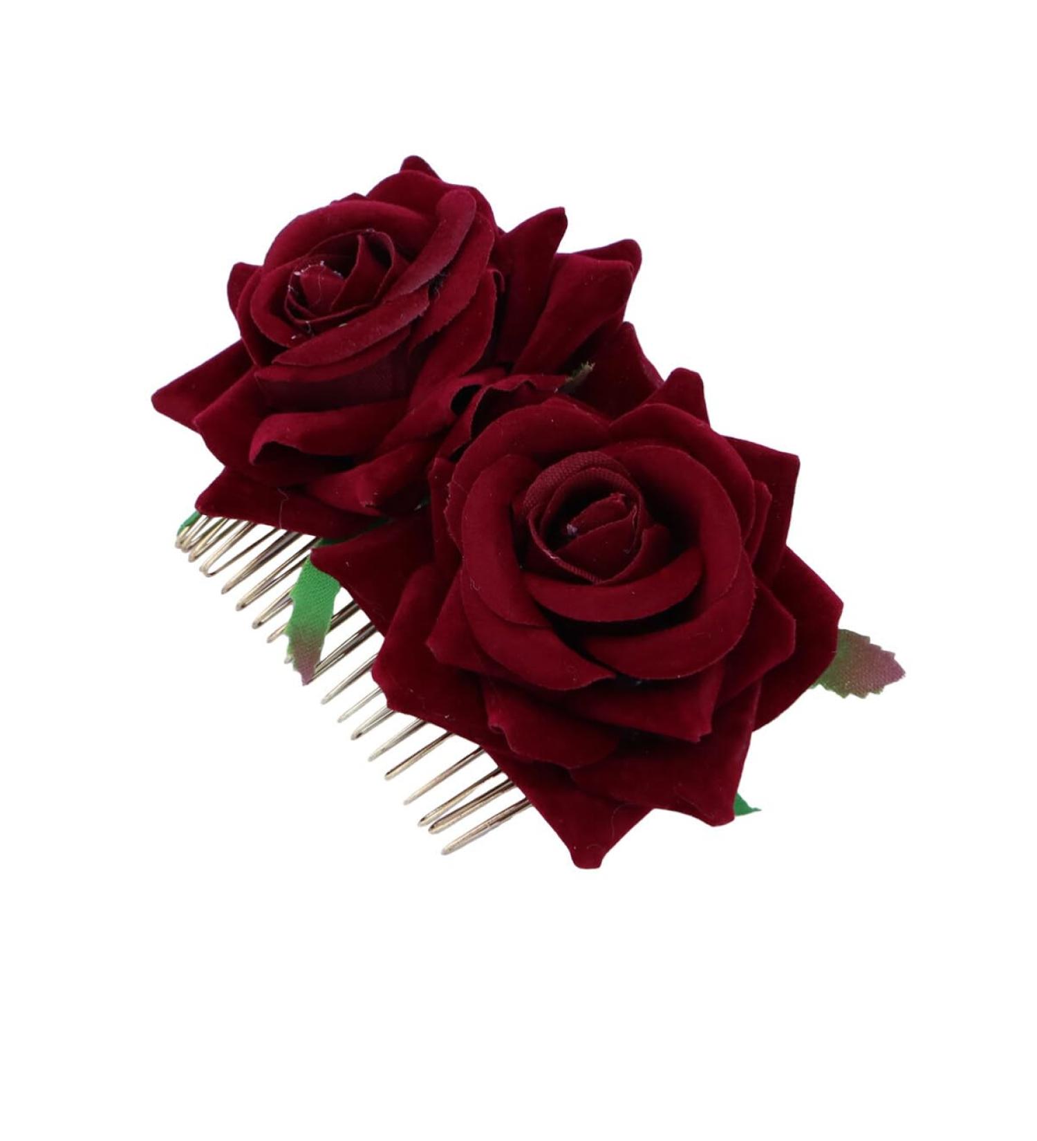 FRCOLOR Red Rose Garland Floral Hair Accessories Bridal Hair Pieces Floral Hair Comb Rose Hair Accessories Rose Flower Comb Fork Comb Wreath Wedding Headgear Flower Hair Accessories medium As Shown - Buy Online on GoSupps.com