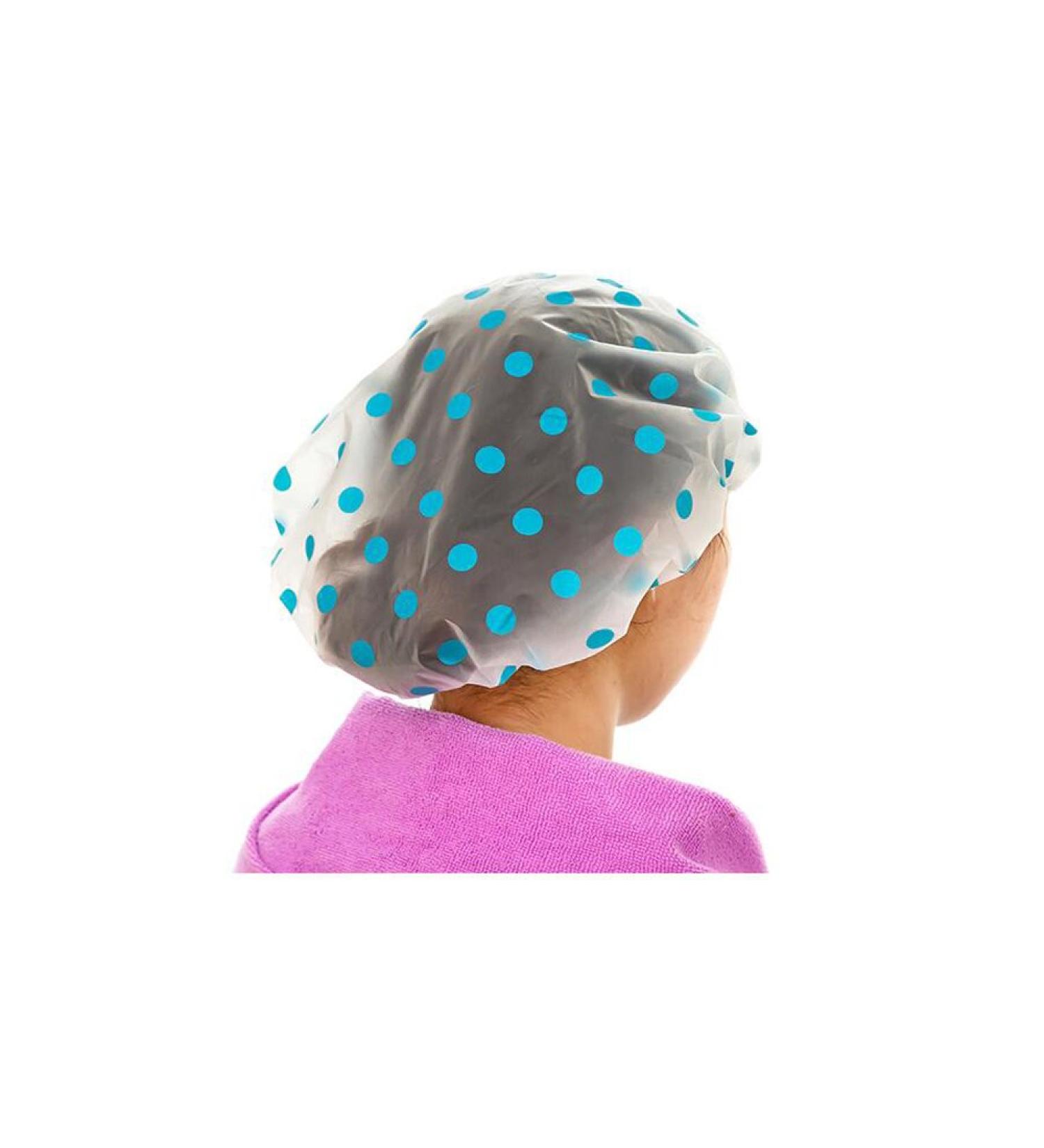 4 Pack Girls Thicken Shower Cap - Waterproof & Elastic Band - Blue Polka Dots - Buy Online on GoSupps.com
