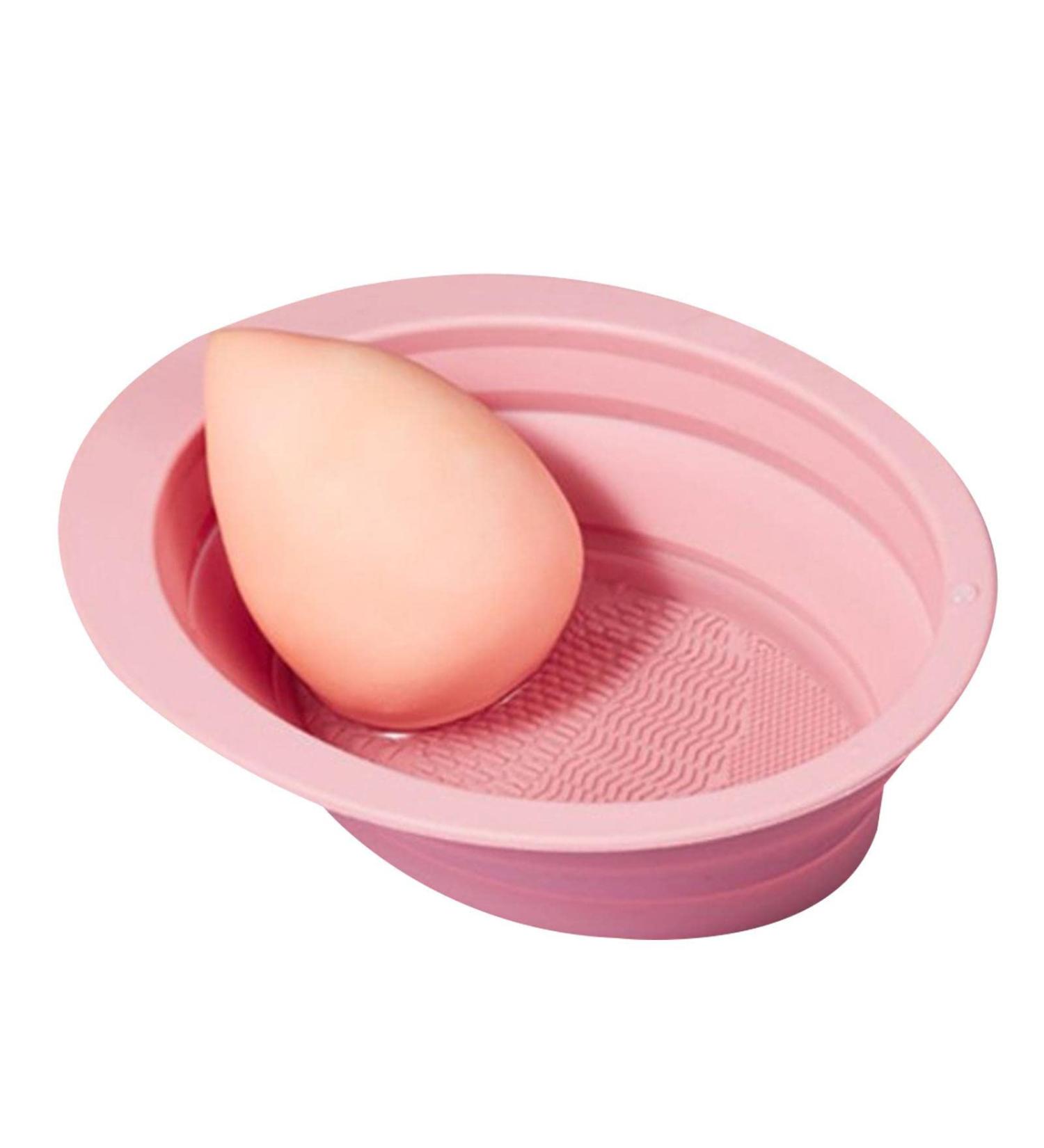Brush Cleaner - Folding Silicone Cosmetic Brushes Scrubber Bowl Portable Washing Tool for Cleansing Makeup Brush Makeup Sponge Powder Pink - Buy Online on GoSupps.com