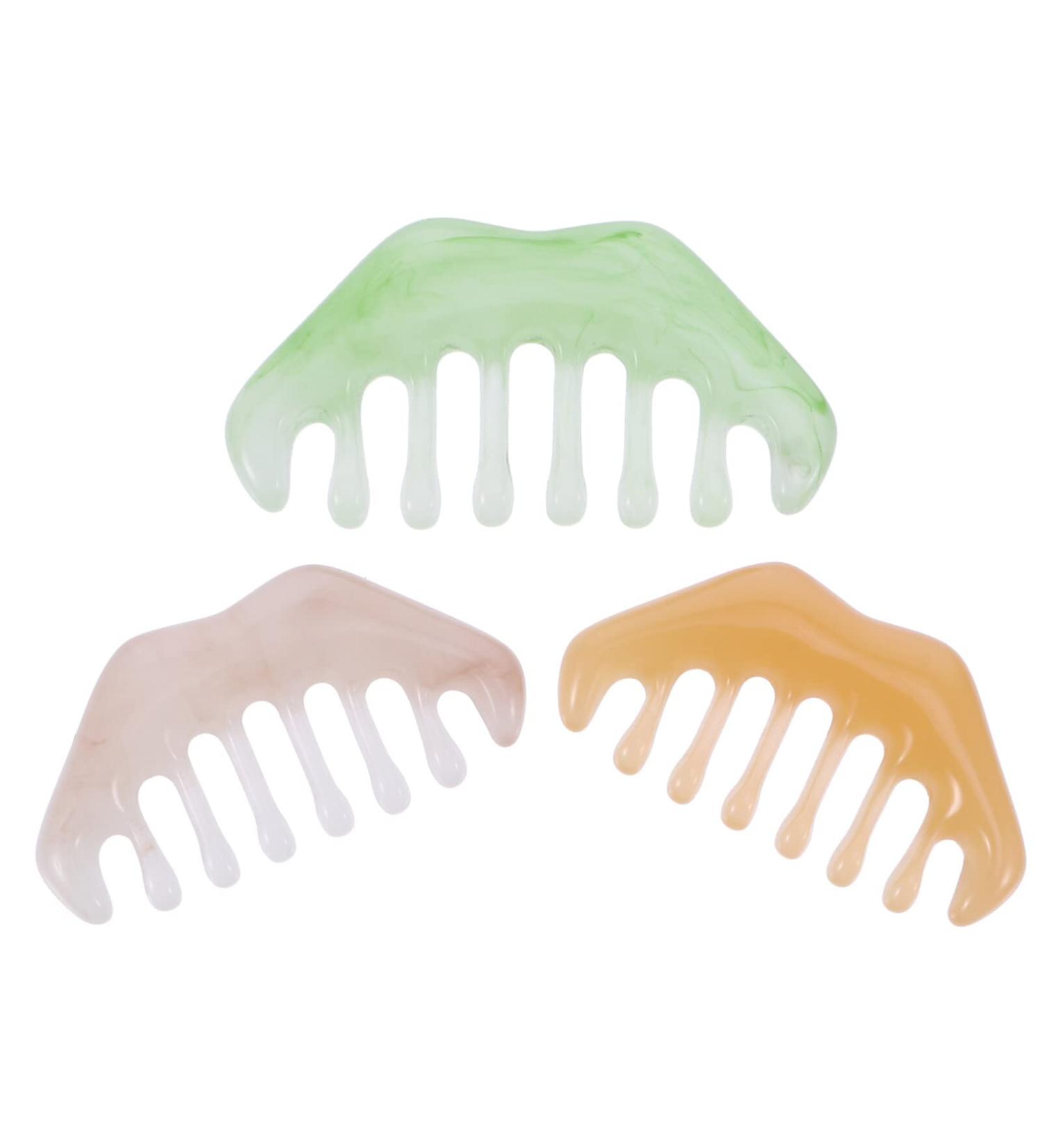 Nolitoy Harz 3-Part Gua Sha Massage Comb - Handheld Head Care Tool in Green Yellow & Apricot - Best for Scalp Relief & Massage - Buy Online on GoSupps.com