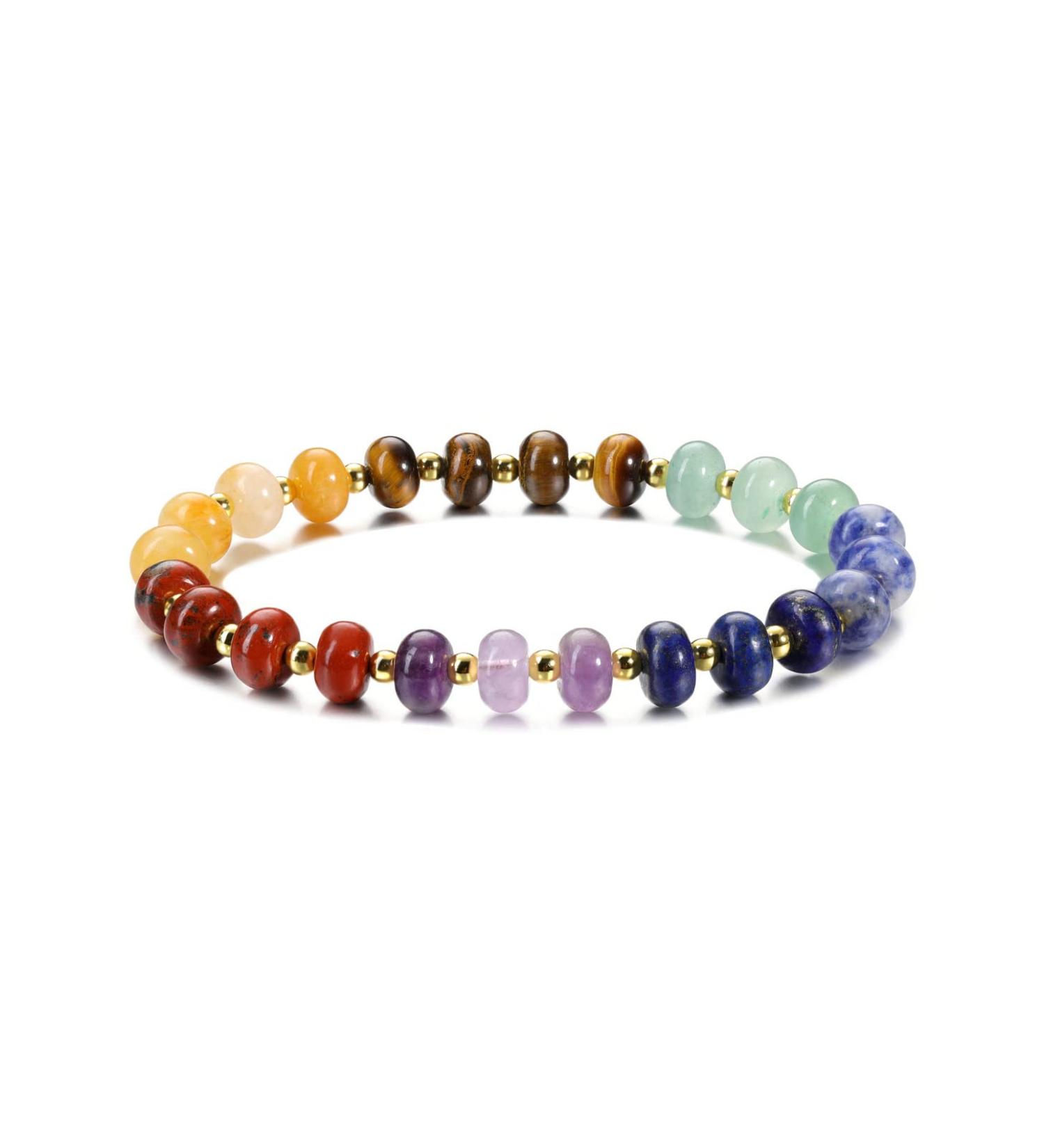 Go 7 Chakra Bracelet - Natural Gemstones for Healing Reiki Energy & Yoga | Stylish Chakra Bracelet for Women - Buy Online on GoSupps.com