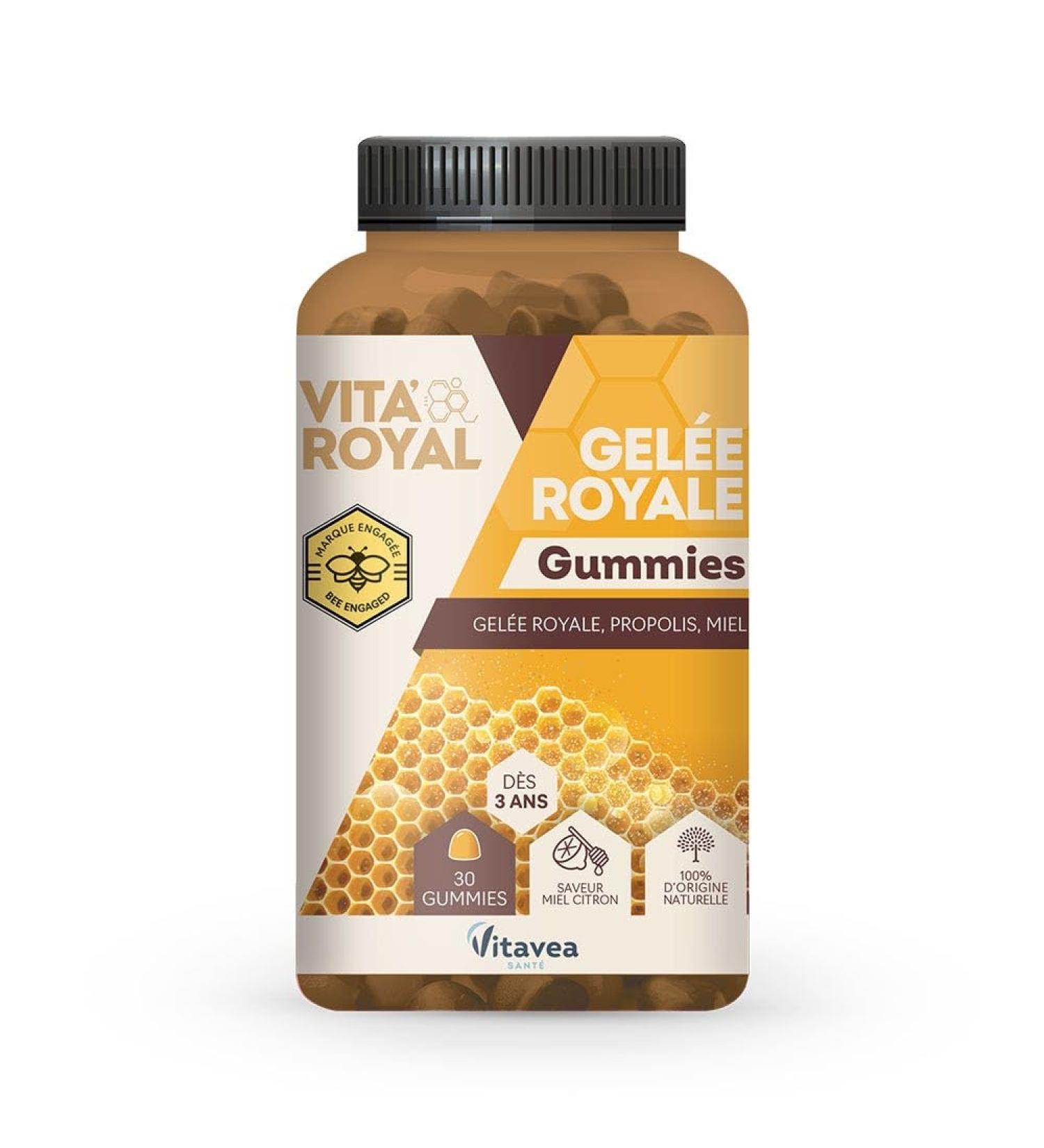 Vitavea - Royal Jelly Gummies - Natural Benefits of the Hive - Tone and Vitality - Royal Jelly, Propolis, Honey - 30 gummies - 15 days - Lemon honey flavor - Designed in France