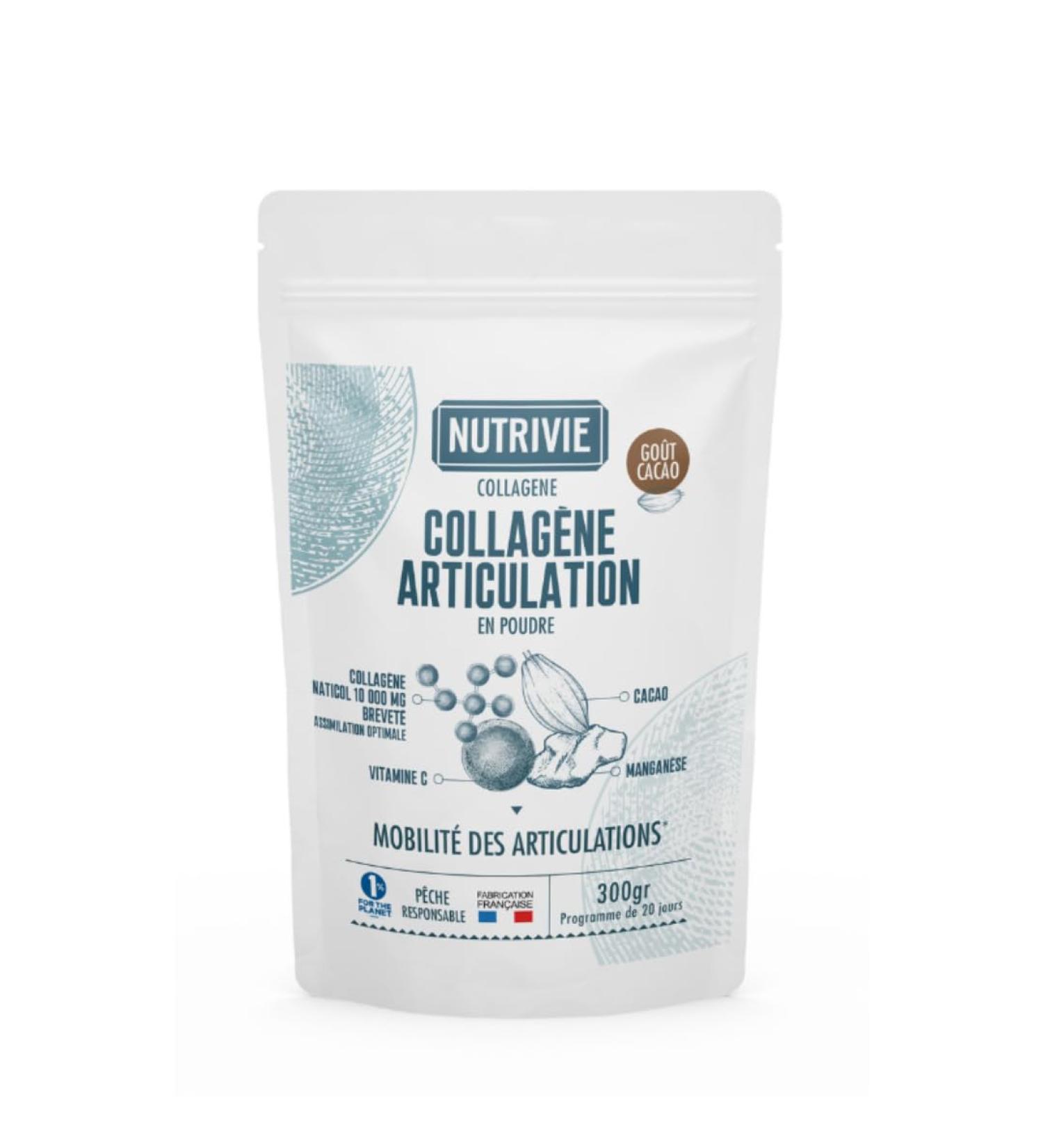 Joint Marine Collagen - Enriched with Manganese & Vitamin C - Hydrolyzed Naticol Collagen Type 1-10 000 mg - Optimal Assimilation - Joint Mobility - Made in France Nutrivie - Buy Online on GoSupps.com