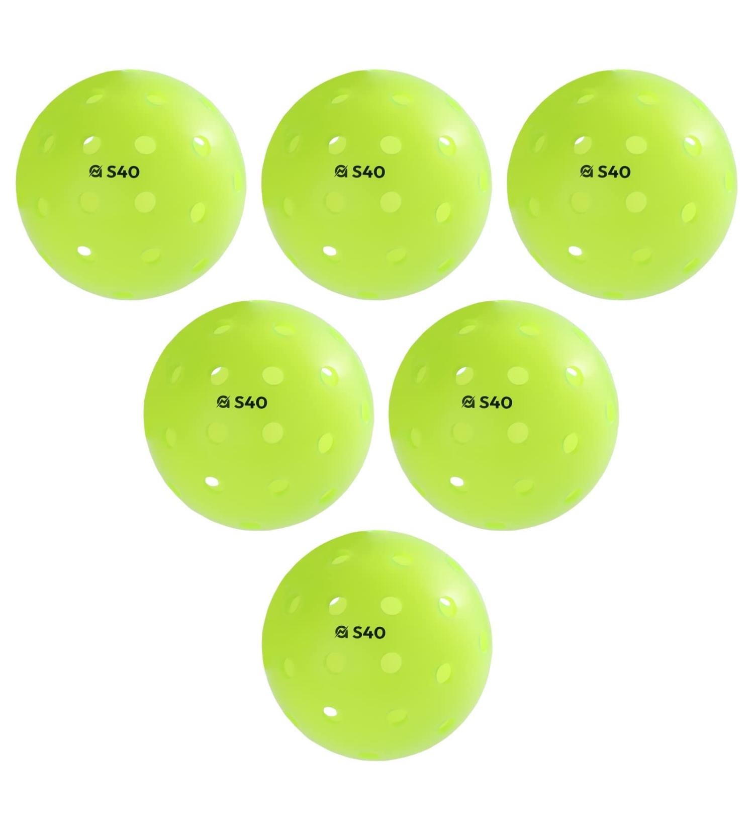 A11N S40 Outdoor Pickleball Balls - USA Pickleball Approved 6 Pack Neon Green - Buy Online on GoSupps.com