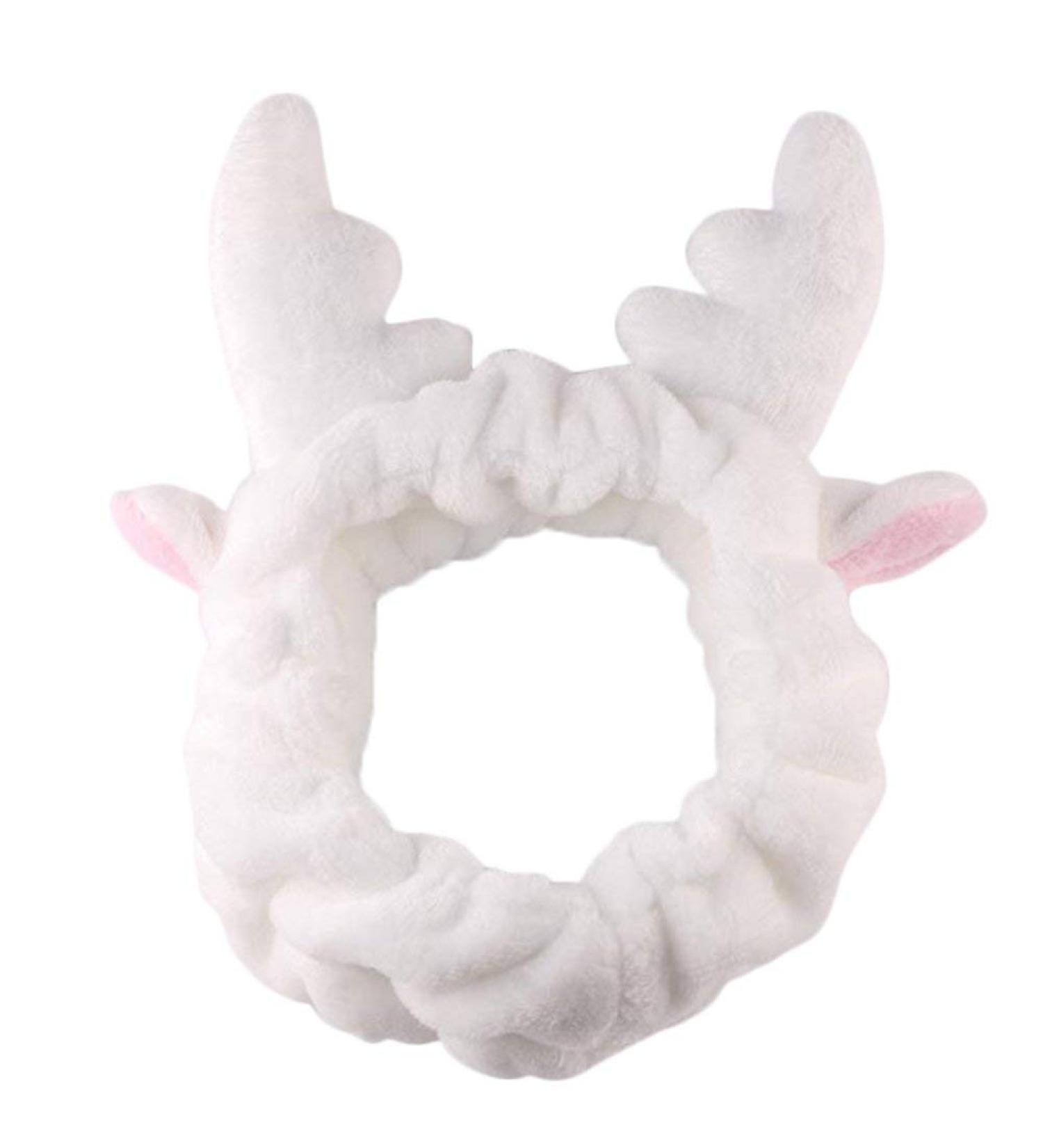 Demarkt White Shower Headband for Spa & Makeup - Antler Design Face Washing Accessory - Buy Online on GoSupps.com