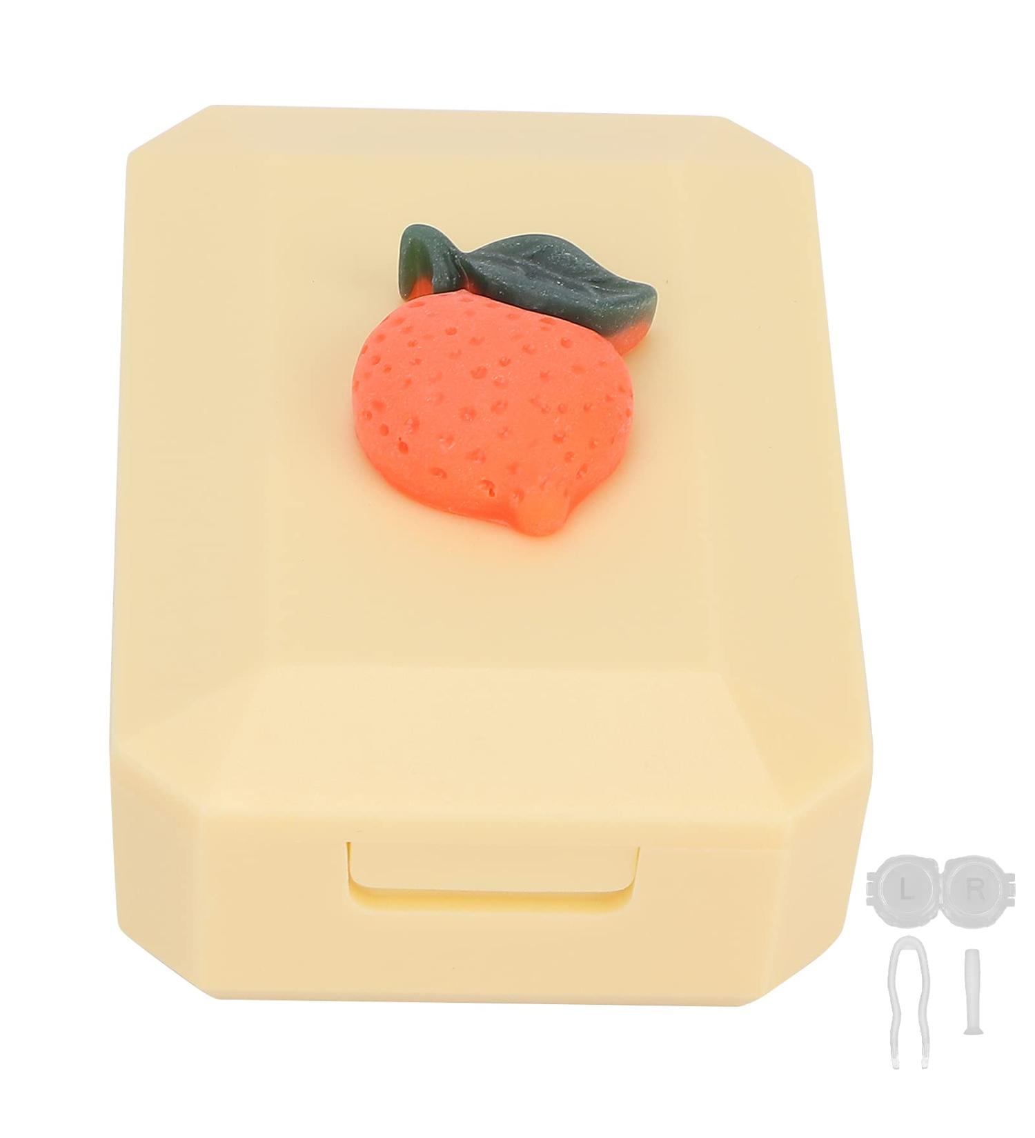 Buy Durable Orange Contact Lens Container with Silicone Tweezers - Safe for Home Work & Travel - Buy Online on GoSupps.com