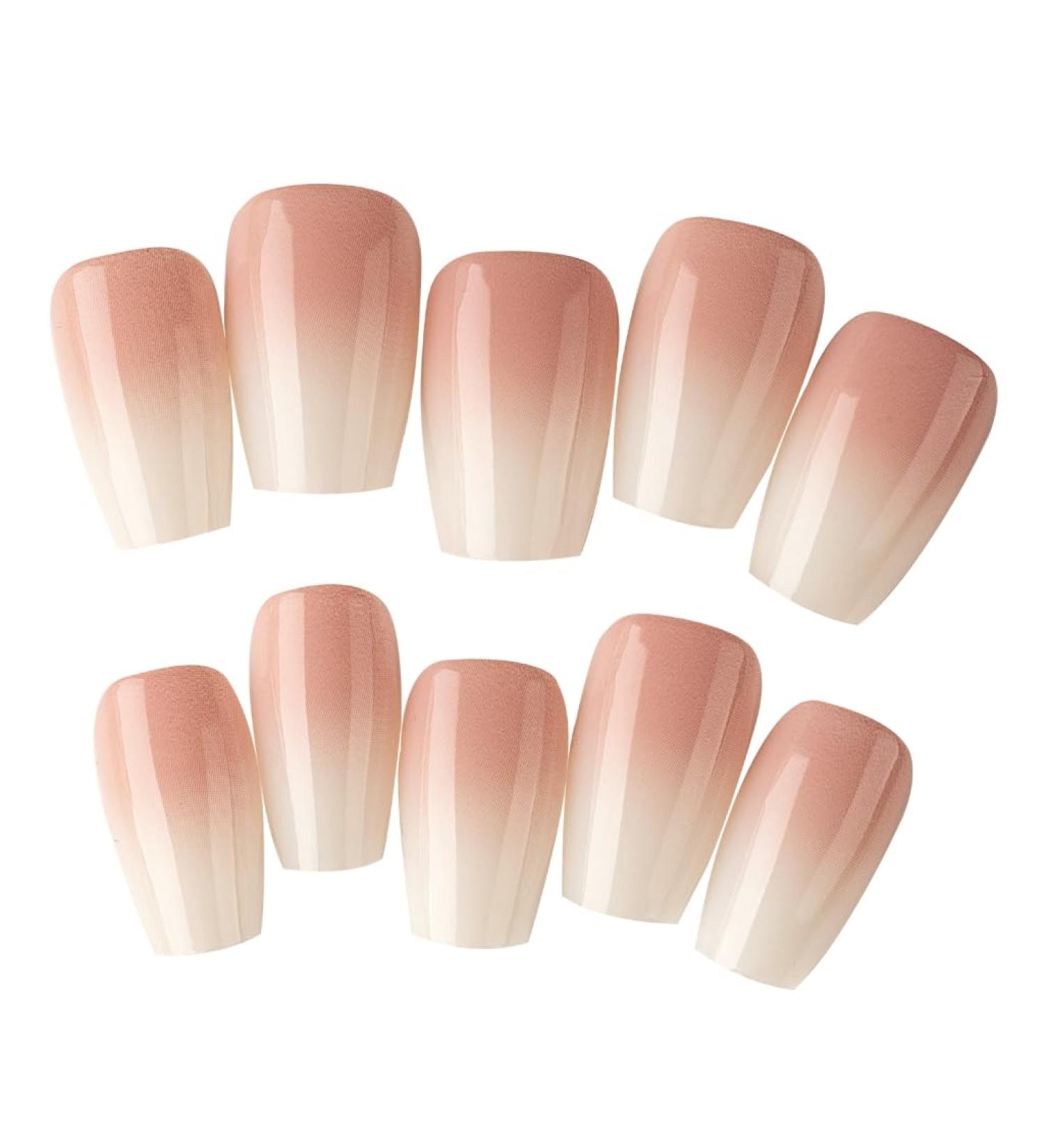 Ruarby Coffin Nail Tips Press On Nail Tips Clear False Nails Tips Full Cover Nail Tips with Positioning Line Nail Extension Tip - Buy Online on GoSupps.com