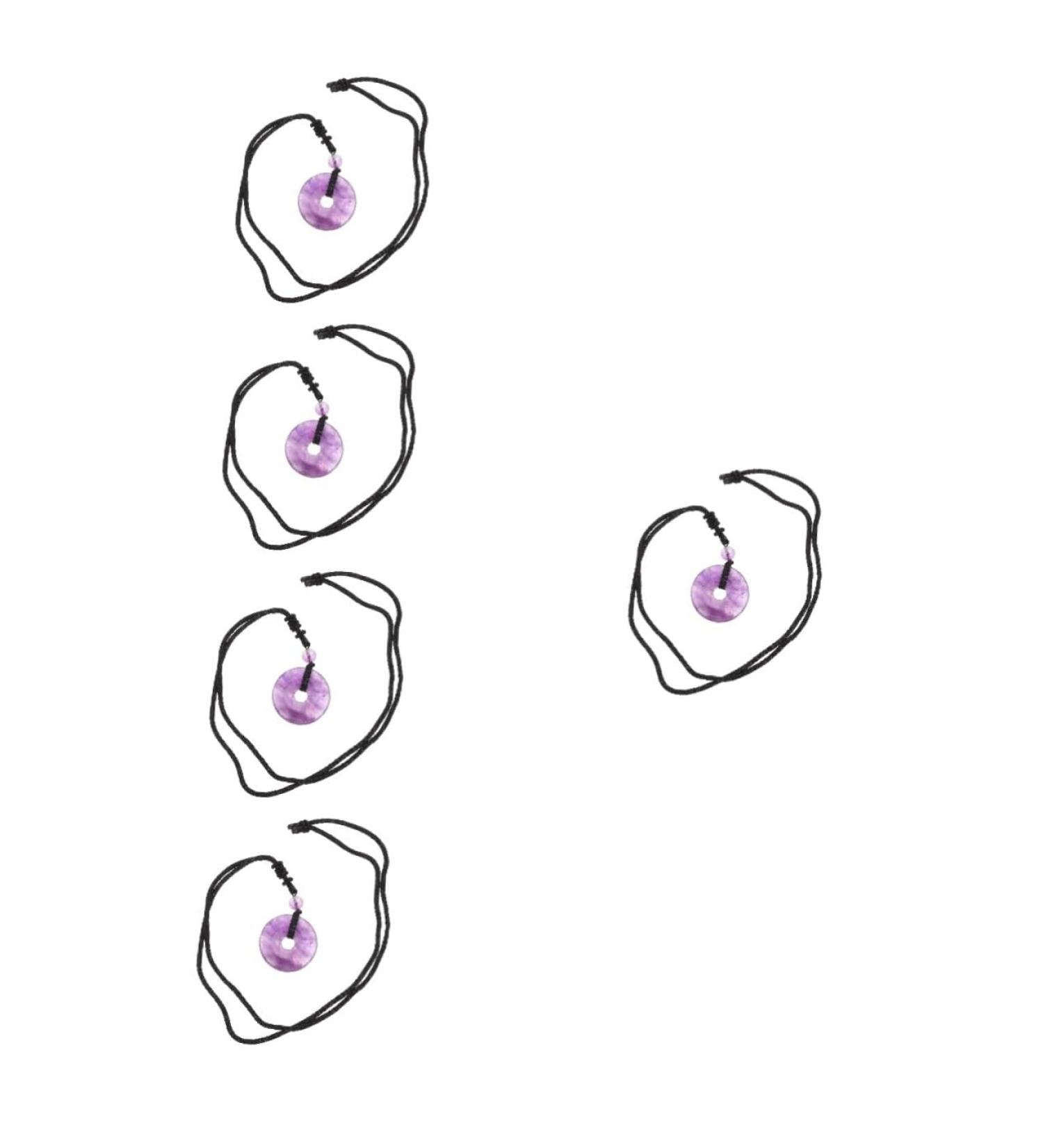 Beaupretty 5-Stone Obsidian Necklace with Safety Buckle | Unique Chinese Medallion & Cotton Thread Chain for Men & Women - Violet Crystal Adornment - Buy Online on GoSupps.com