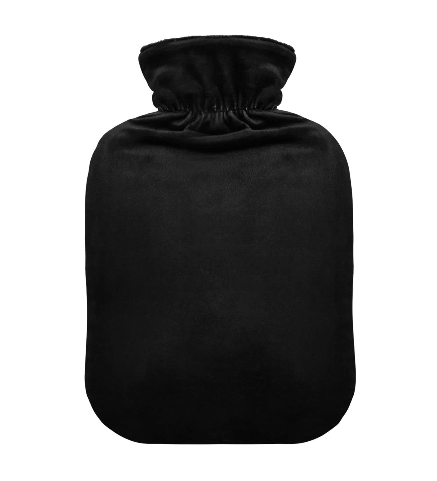 Black Hot Water Bottle with Cover - 2L Heating Bag for Pain Relief | Hand & Feet Warmer for Adults | International Shipping Available - Buy Online on GoSupps.com
