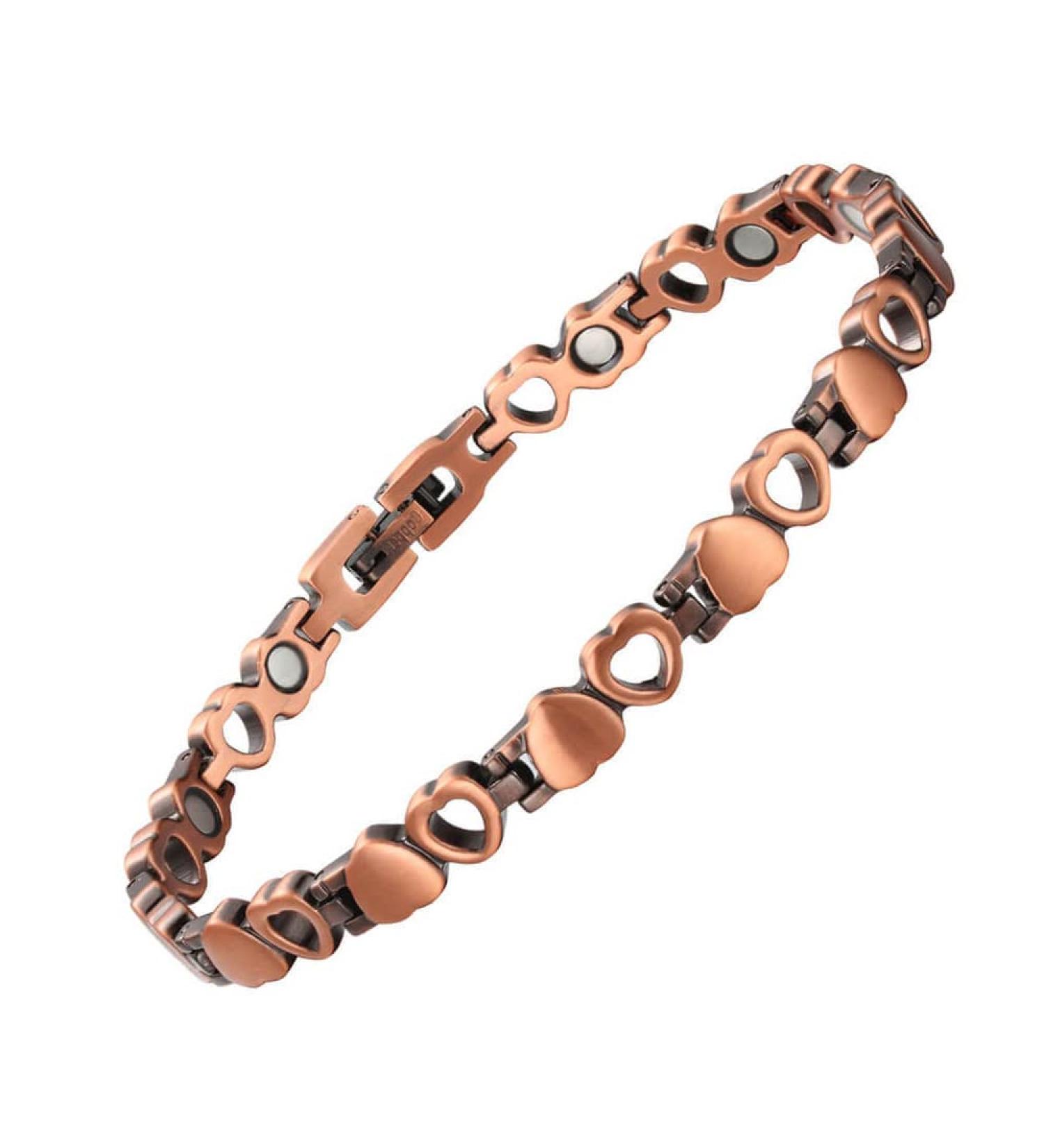 Shop 99% Pure Copper Heart Shape Magnetic Ankle Bracelet for Women | Stylish Fashion Jewelry Gift - Buy Online on GoSupps.com