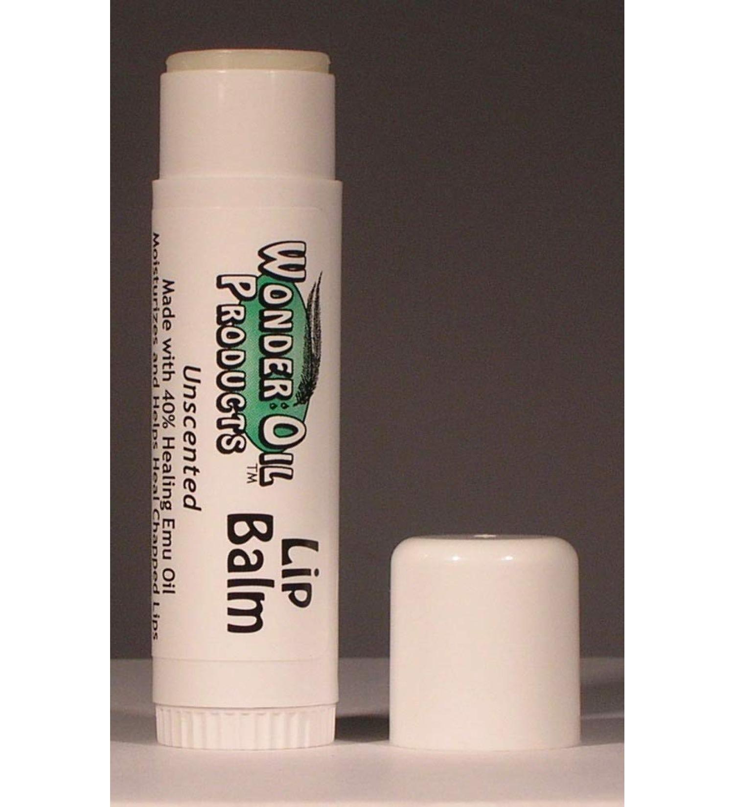 Moisturizing Lip Balm with 40% Healing Emu Oil .19 oz. (5.4 g) LONGEST LASTING! UNscented and UNflavored.