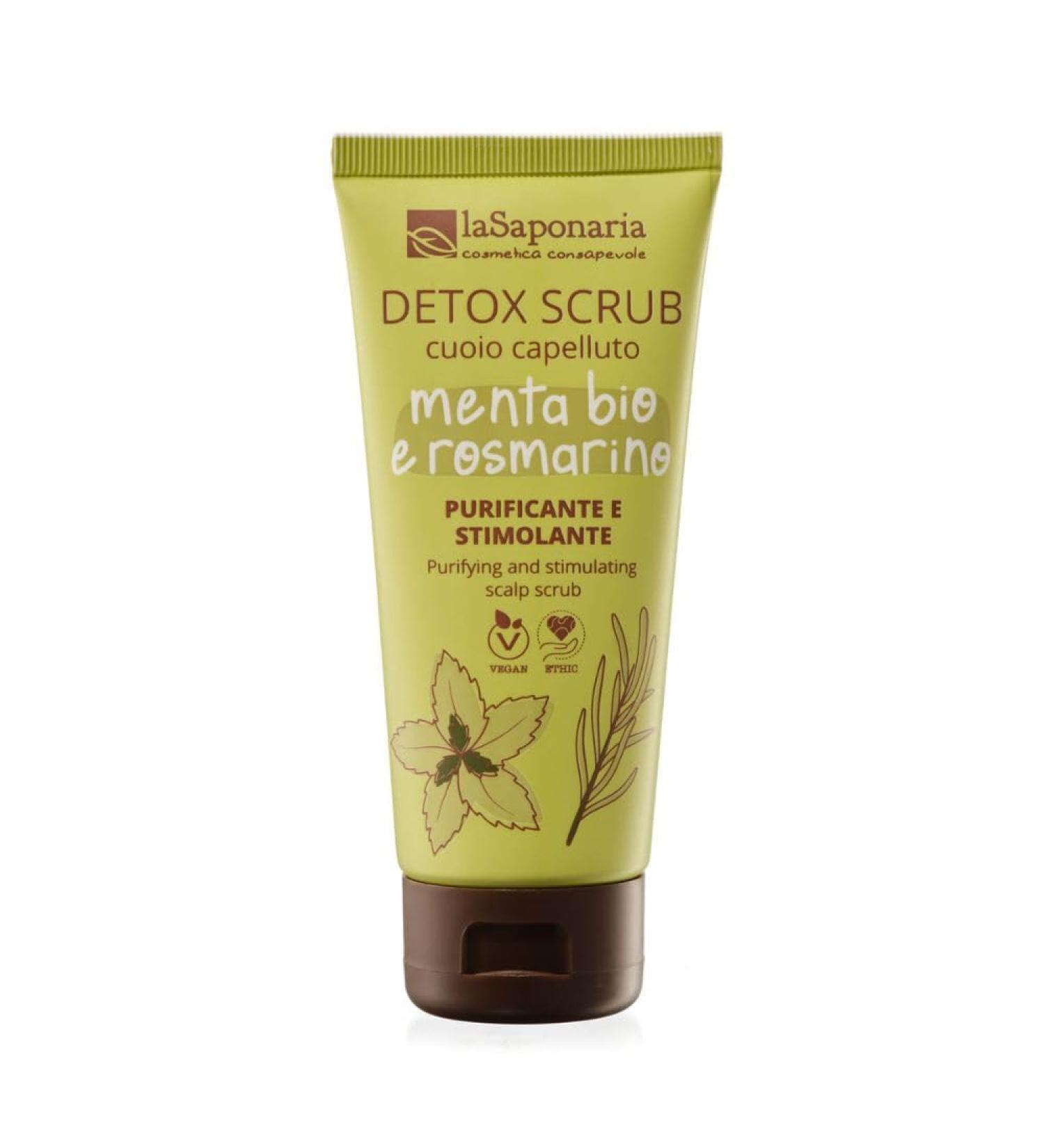 La Saponaria Detox Menthe et Romarin Bio Nouvelle Formule Nettoyant et Stimulant Scalp Scrub Id al pour tous les types de cheveux - Buy Online on GoSupps.com