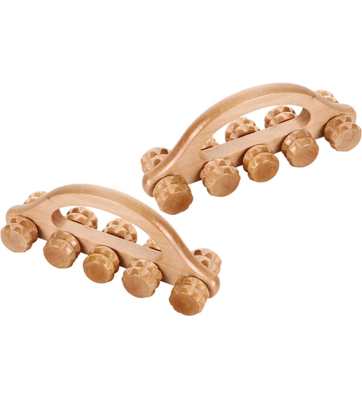 Gleavi Wooden 2nd Rear Roller - Deep Tissue Massage Device for Back & Body Muscle Relief | Household Massage Tool - Buy Online on GoSupps.com