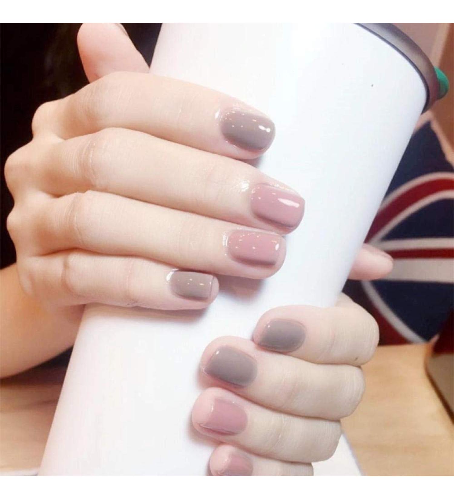 Shop HUIL Cute Light Gray Powder Square Head Artificial Nails - Durable False Nails for Stunning Looks - Buy Online on GoSupps.com