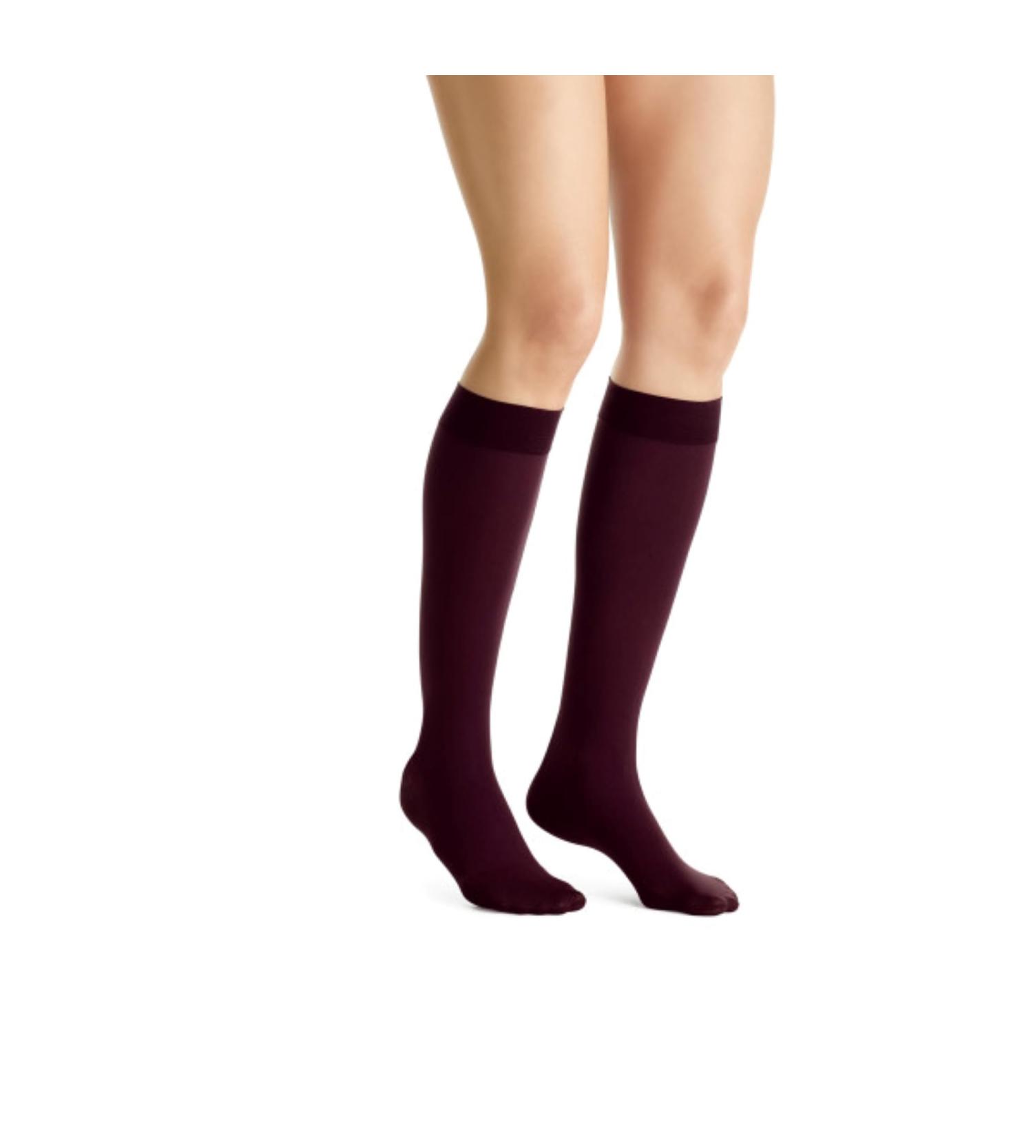 JOBST Opaque Knee High Compression Stockings with SoftFit Technology - 15-20 mmHg Closed Toe X-Large Cranberry - International Shipping Available - Buy Online on GoSupps.com