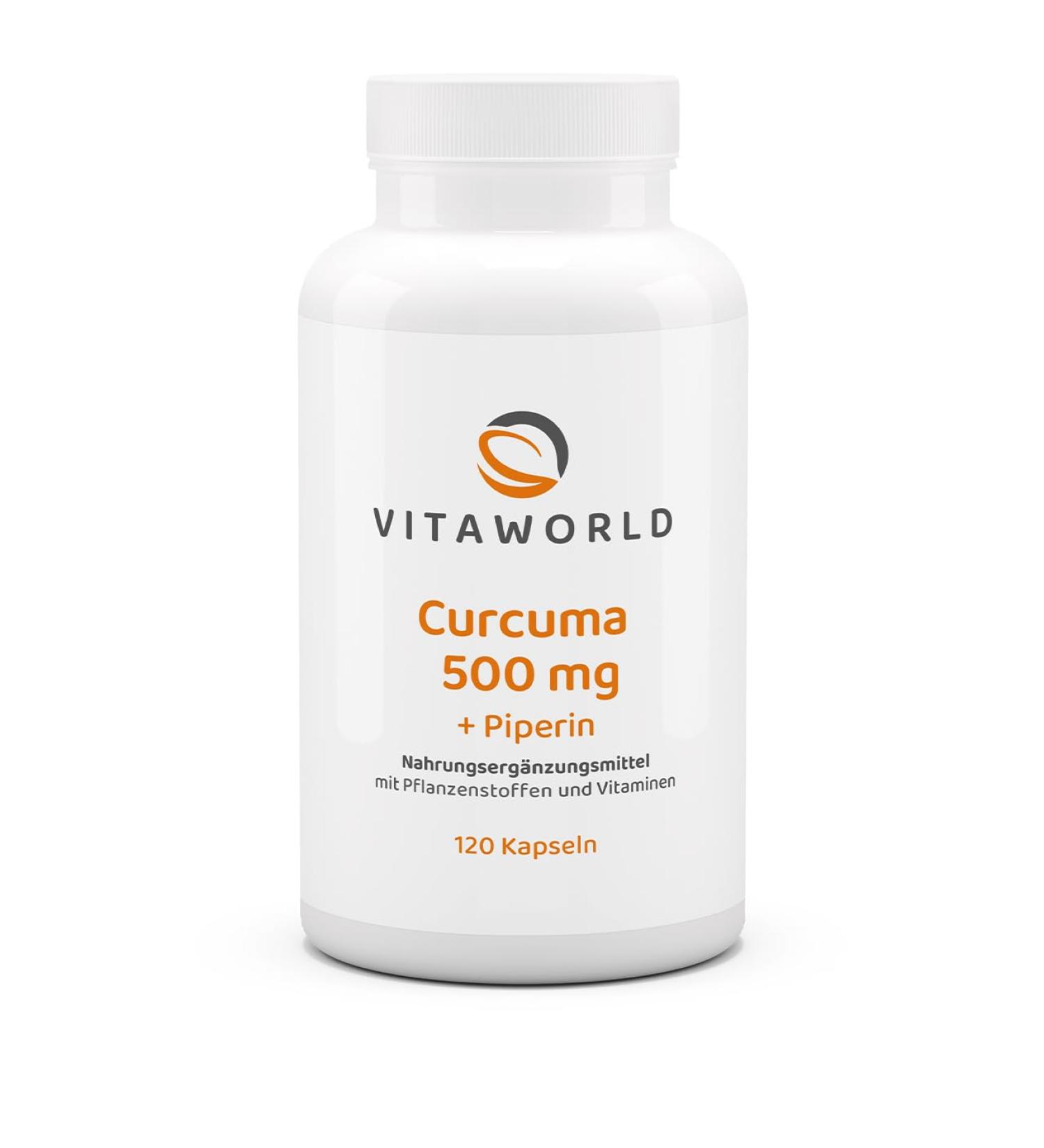 Vita World Pack of 3 Turmeric 500 mg + Bioperine 3 x 120 Capsules Made in Germany - Buy Online on GoSupps.com