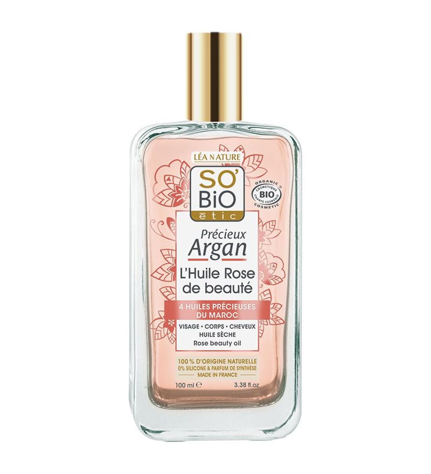 So'Bio tic So bio tic | Rose Beauty Oil - Precious Argan | Nourishes Enhances Illuminates | Face Body & Hair Care | 100% Natural Origin | Made in France | 100 ml