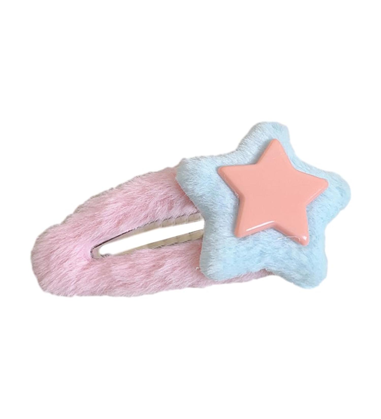 Sweet Hair Clip Layered Star Shape Snap Hairpin Plush Hair Clip for Ponytail Bangs Hairpins for Teenagers Children - Buy Online on GoSupps.com
