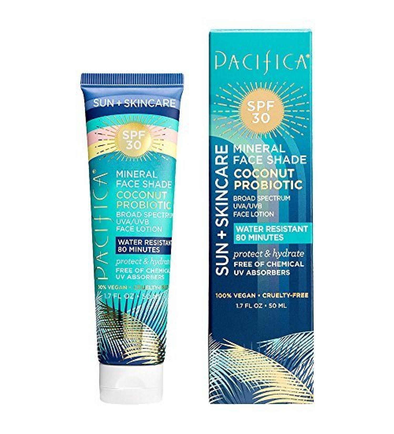 Pacifica Sun + Skincare Mineral Face Shade SPF 30 Coconut Probiotic Technology 1.7 fl oz (50 ml)