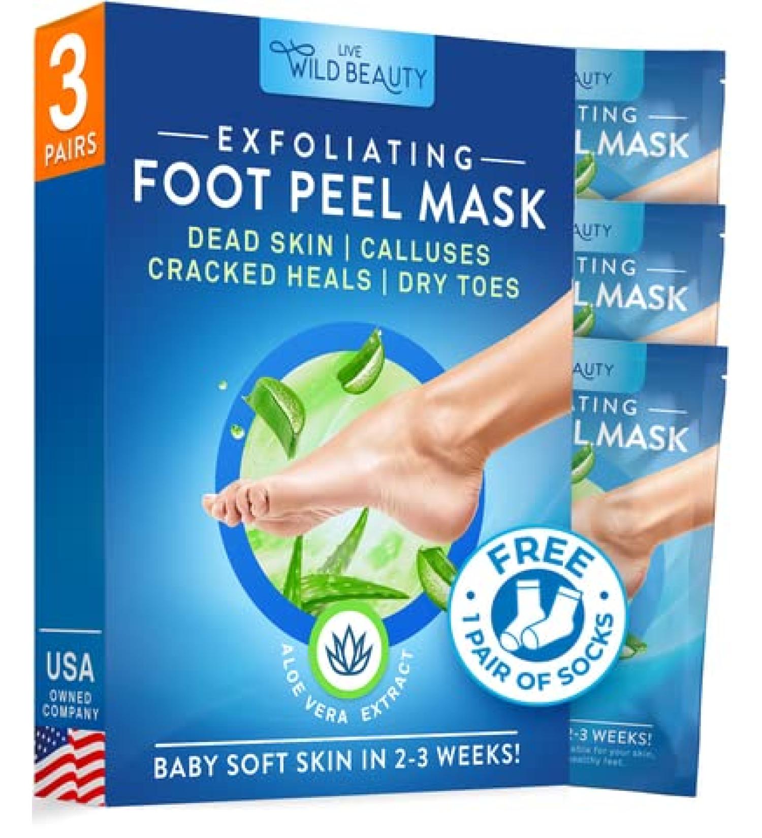 Wild Beauty Foot Peel Mask (3 Pairs) - Moisturizing Exfoliator for Dry, Cracked Feet - Buy Online on GoSupps.com